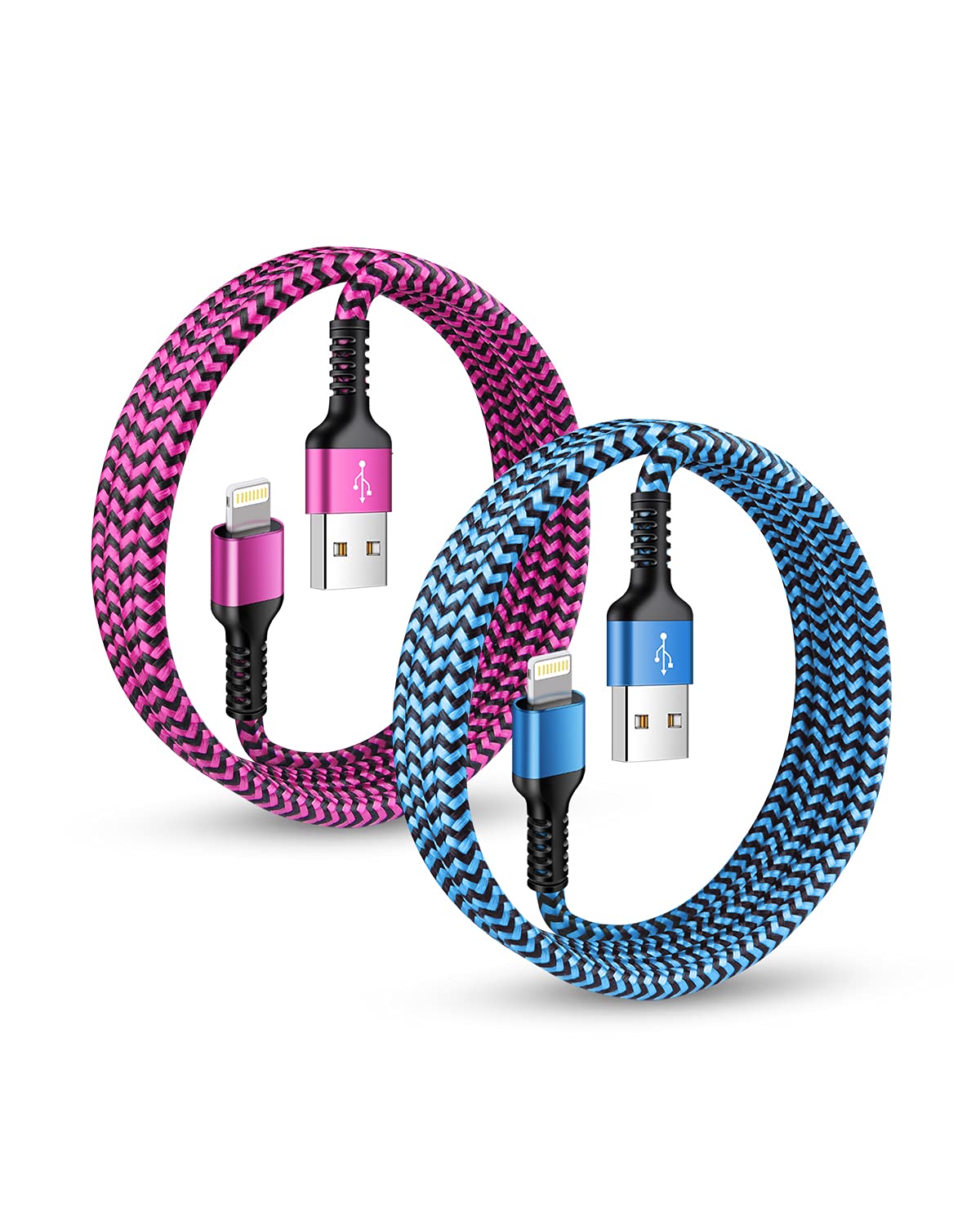 Iphone Charger, Nylon Braided 6Ft Usb Charging Cord For Iphone 14 13 12 Pro Max /11 Pro/Xr/Xs/Max/Se/10/8, Mfi Certified Data Sy