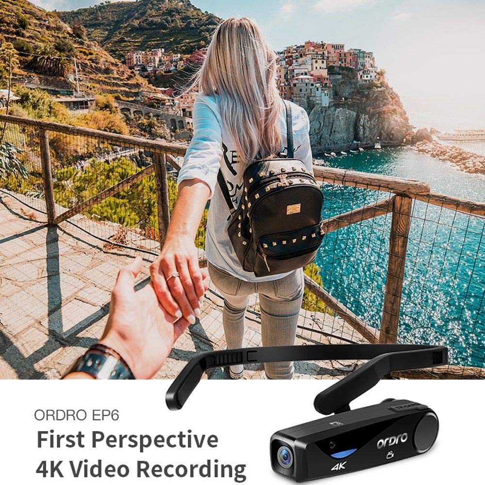 Ordro Camcorder 4K Head Mounted Camera Ep6 Wearable Video Camera Fhd 1080P 60Fps Vlog Camera Recorder Wifi Hands Off Camera Webcam (32Gb Microsdhc U1 Memory Card Included)