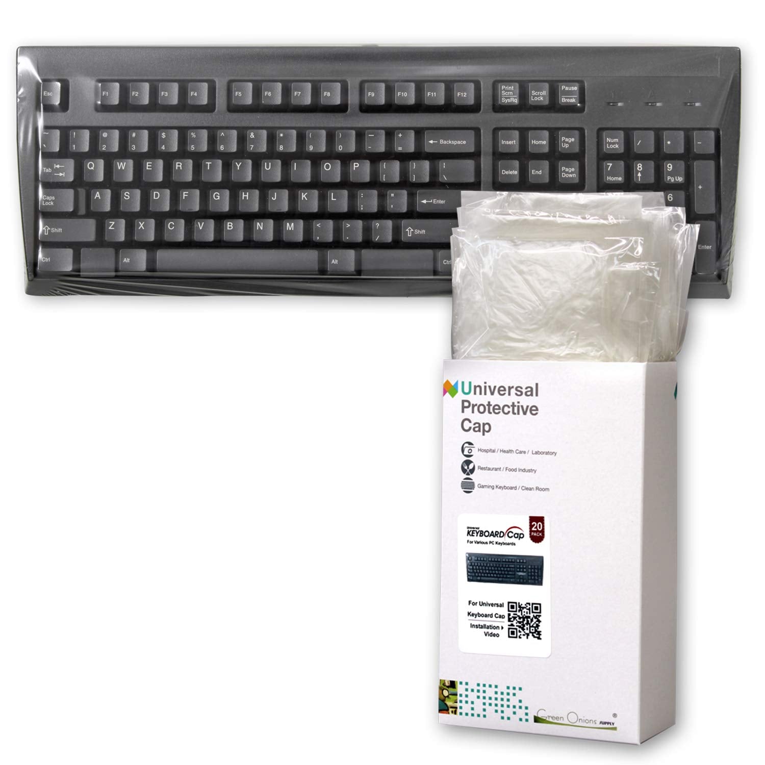 Green Onions Supply[20 Pack] Universal Keyboard Cap. Fully Covered Flat Style 0.025Mm Superb Tactile Feeling Waterproof Anti Dus