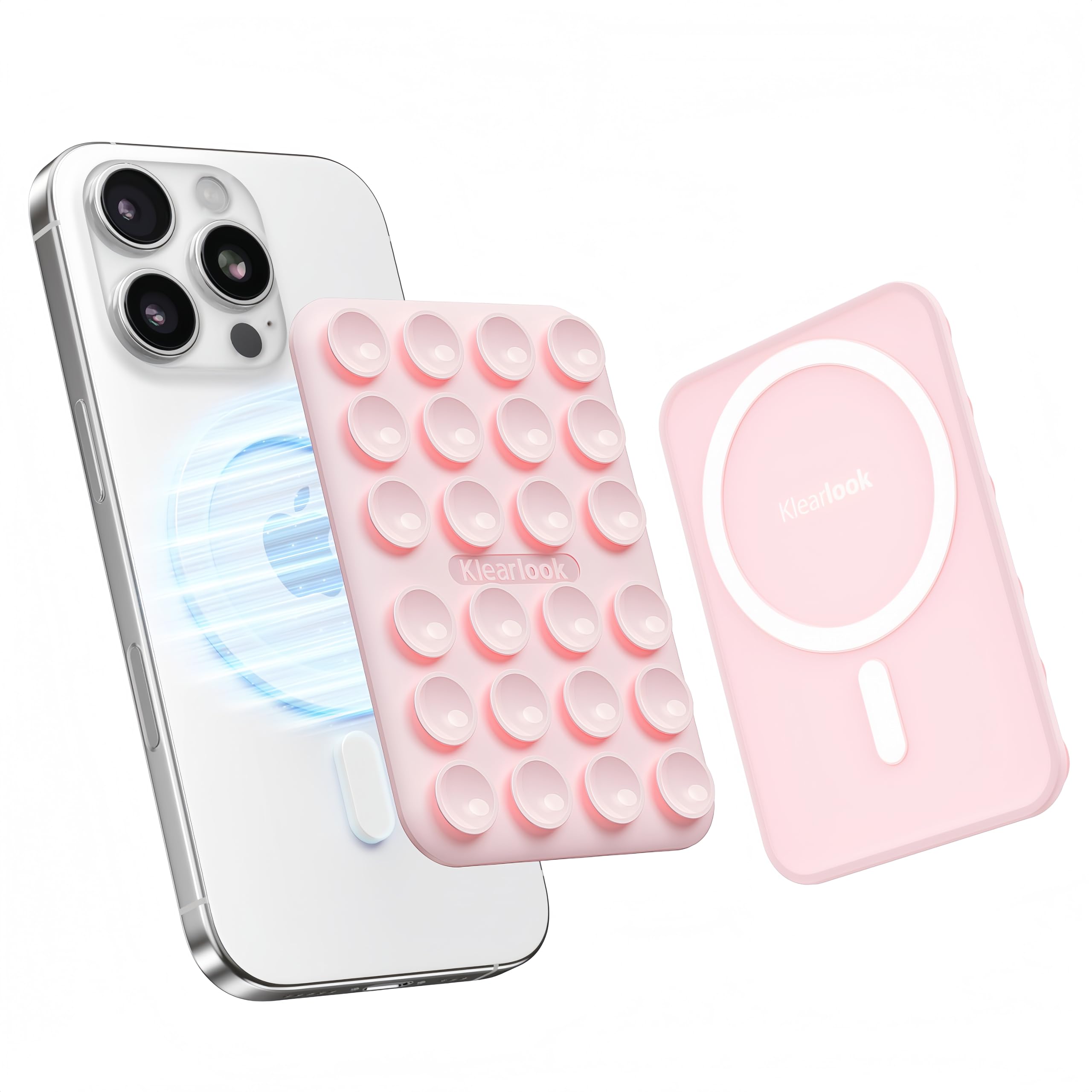 Klearlook Magnetic Suction Phone Mount For Magsafe Case, Silicone Sticky Phone Grip Holder For Iphone 16/15/14/13/12 Series, Rem