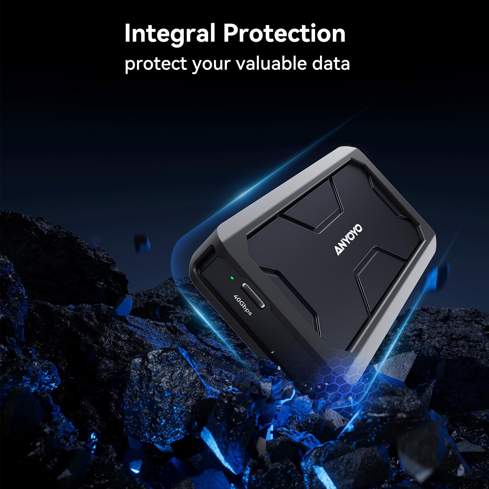 Anyoyo 40Gbps M.2 Nvme Ssd Enclosure, Tool Free Installation, Aluminum Usb 4.0 M.2 Nvme Ssd Enclosure With Thunderbolt 4 Cable C