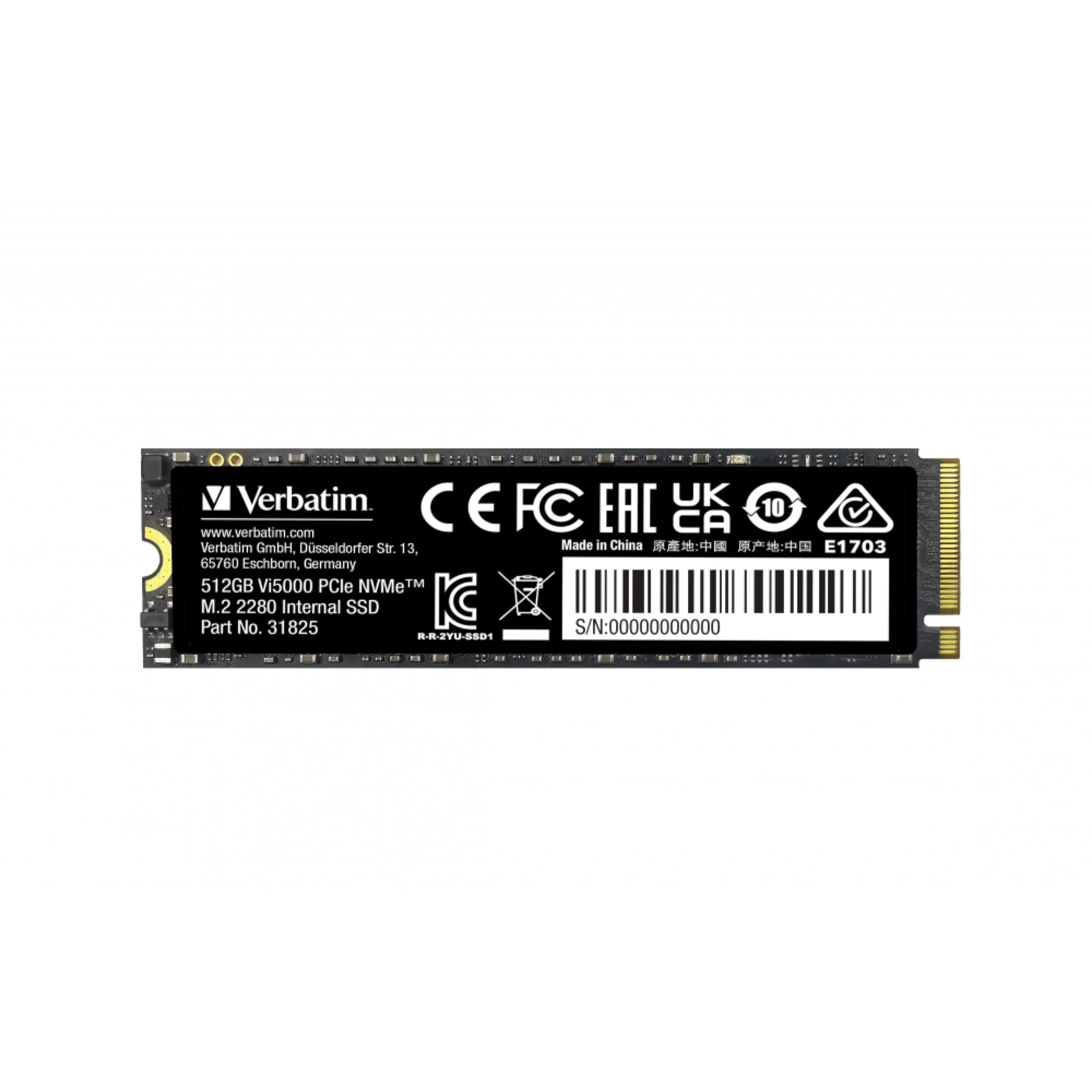Verbatim 512Gb Ssd Vi5000 Internal Solid State Hard Drive Pcie Nvme M.2 2280