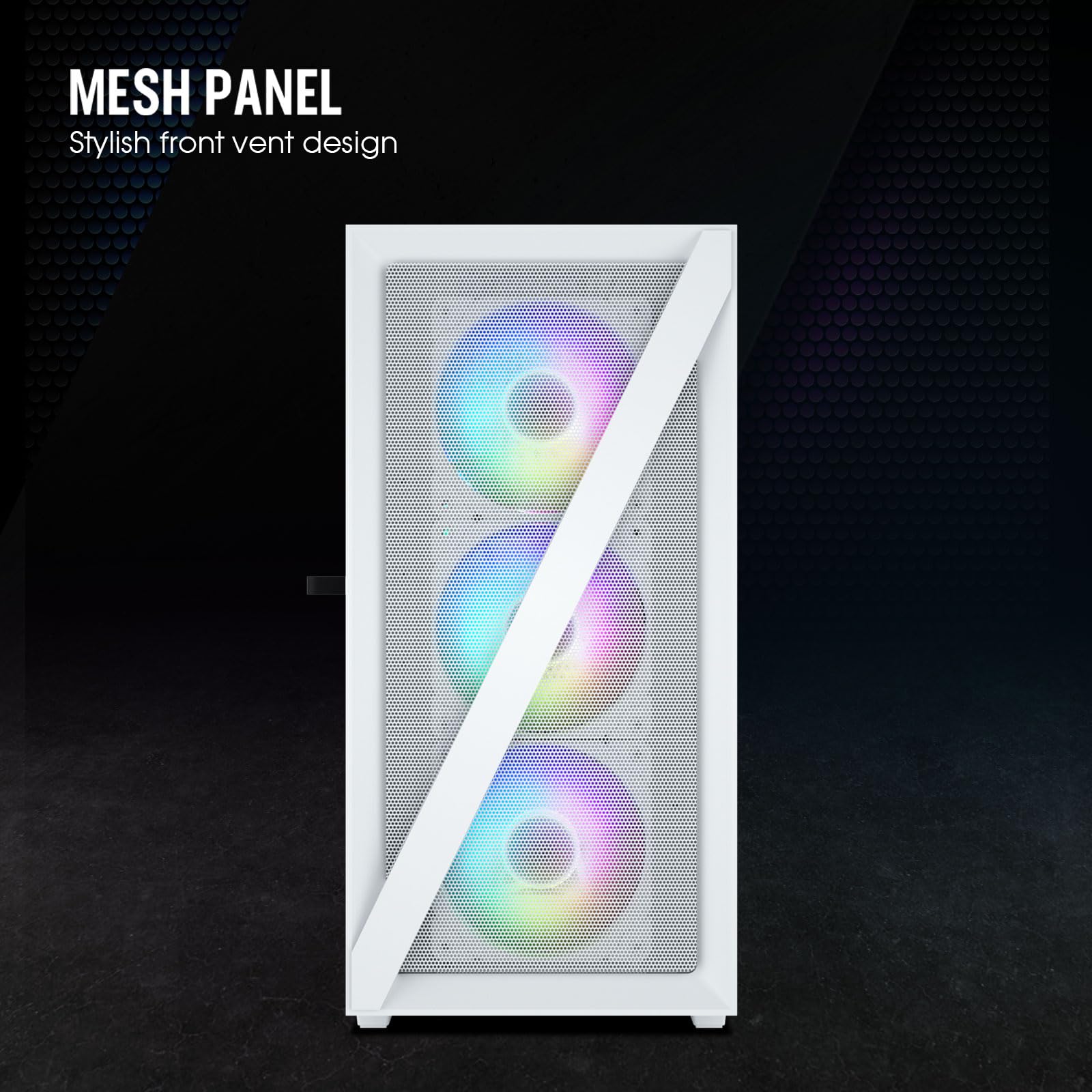 Vetroo M05 Micro Atx Computer Pc Case With Door Open Tempered Glass Side Panel & Mesh Front Panel, Pre Installed 120Mm Argb Fan