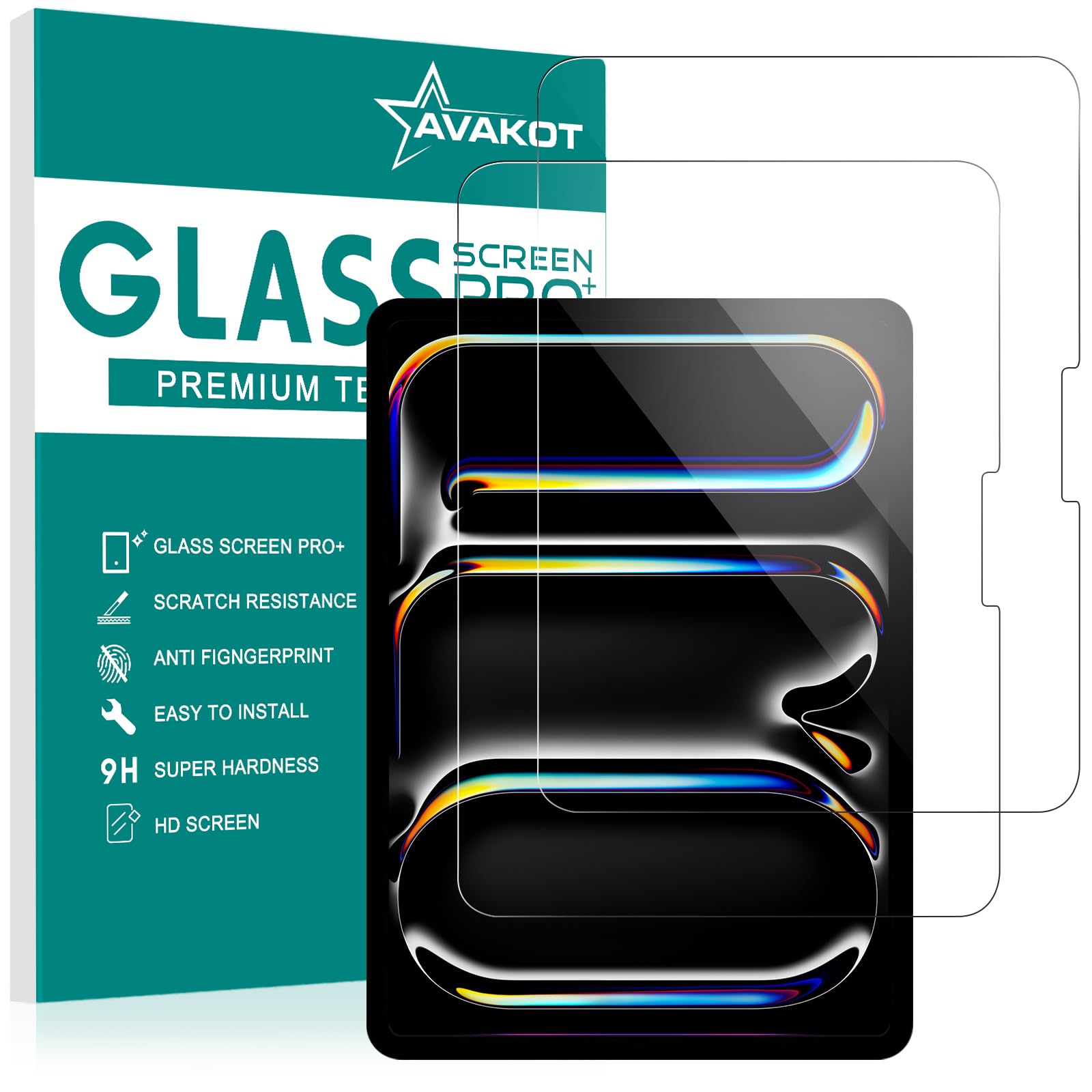 Avakot 2 Pack Screen Protector For Ipad Pro 13 Inch (M4) 2024 Tempered Glass, Tempered Film For Ipad Pro 13 Inch, Scratch Resist