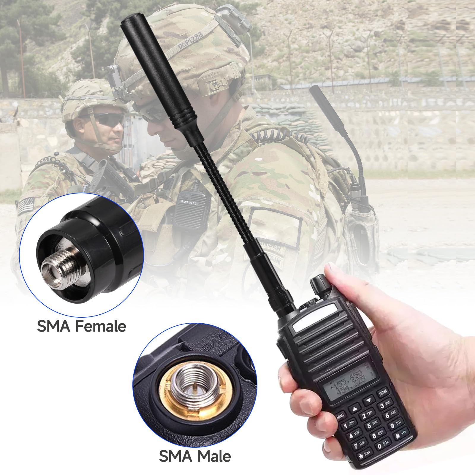 Eightwood Gooseneck Ham Radio Antenna Vhf/Uhf 144/430Mhz Flexible Amateur Tactical Antenna Sma Female Connector For Kenwood Baof