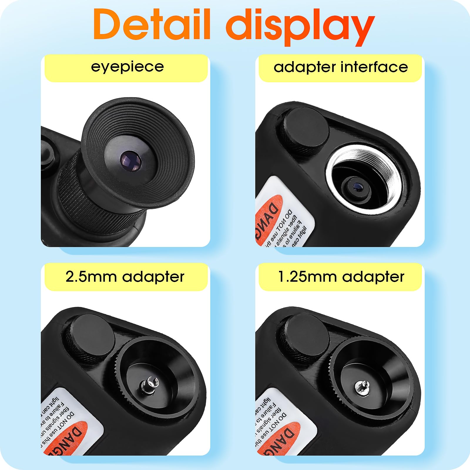 400X Fiber Optic Inspection Microscope Cable Sc Fc St Lc Interface End Face Inspection Microscope With 1.25Mm 2.5Mm Adapter And