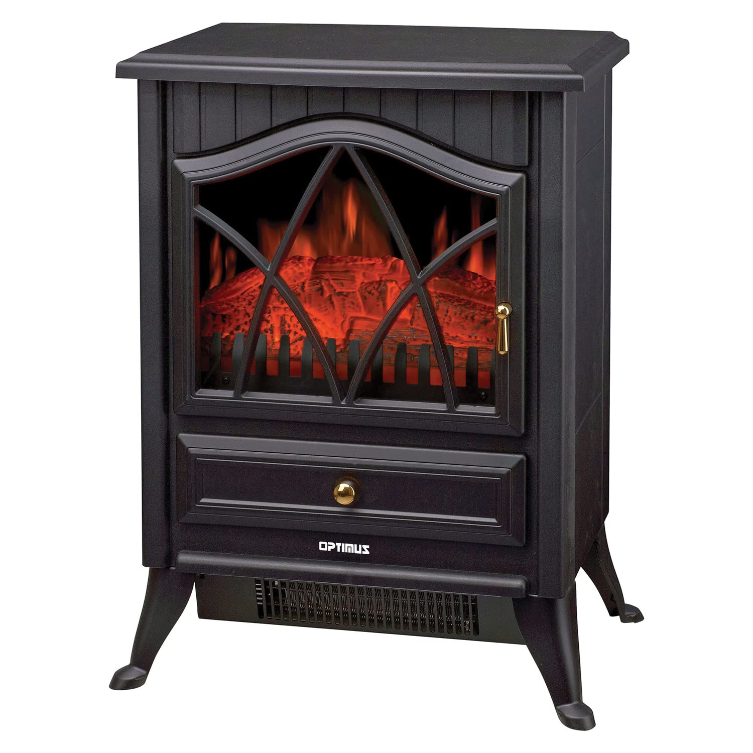 Optimus Electric Flame Effect    Fireplace Heater, Black
