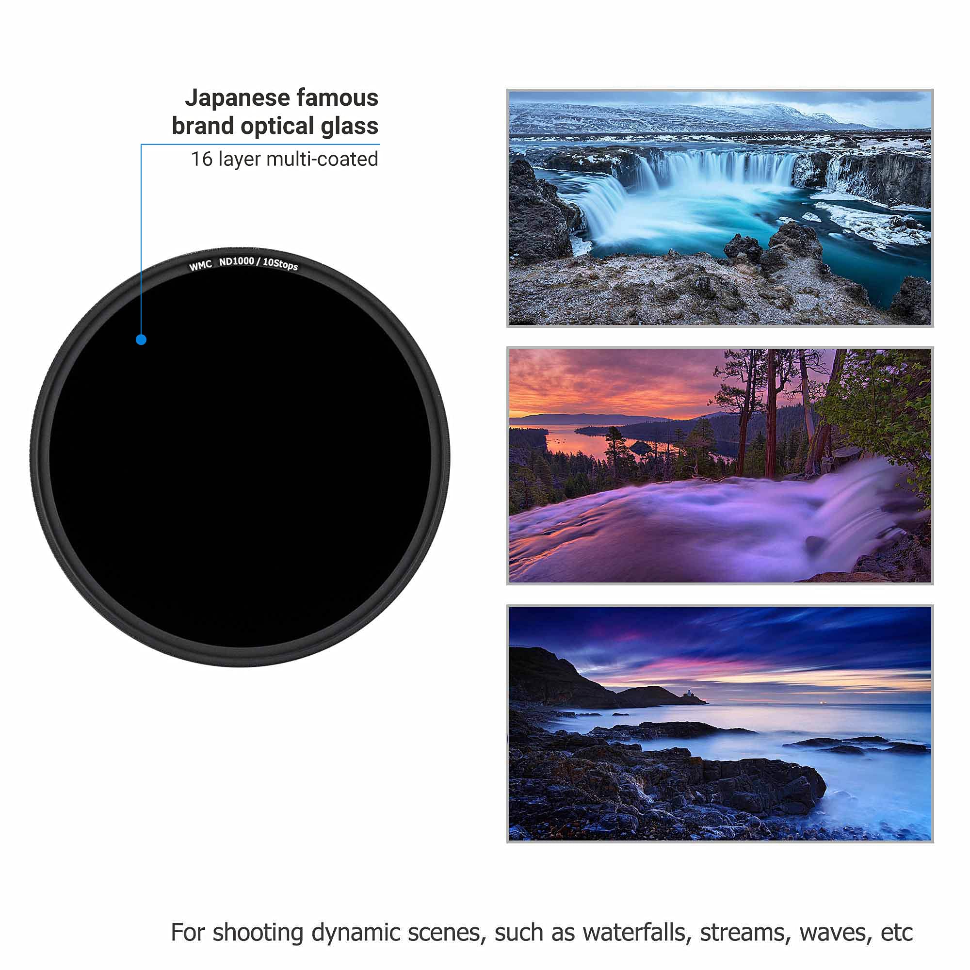 JJC ND1000 Filter 77mm Fixed 10-Stop Neutral Density Optical Glass