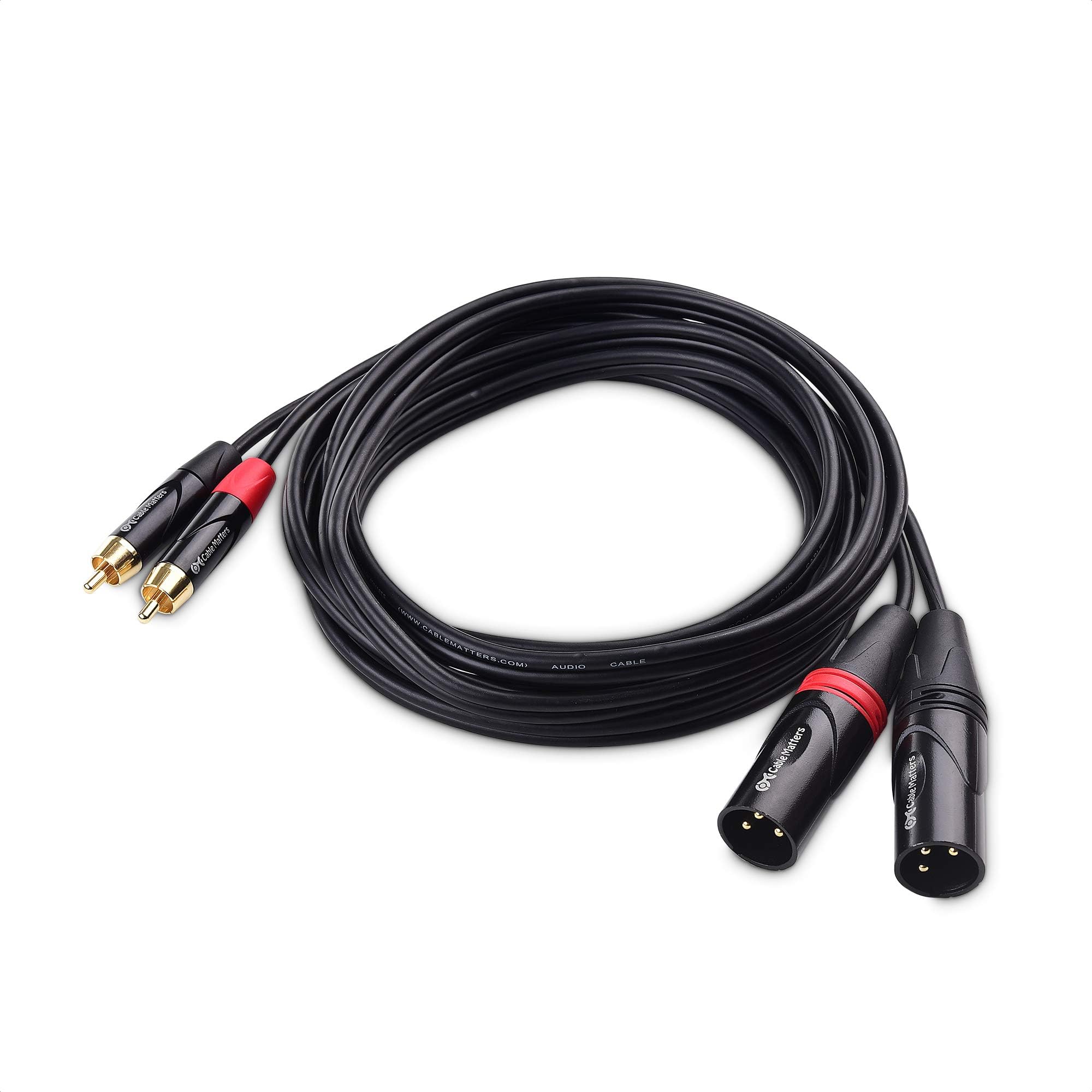 Cable Matters Dual Rca To Xlr Unbalanced Interconnect Cable 10 Ft, 2 Rca To Xlr Male Cable (Dual Xlr To Rca Cable)   10 Feet