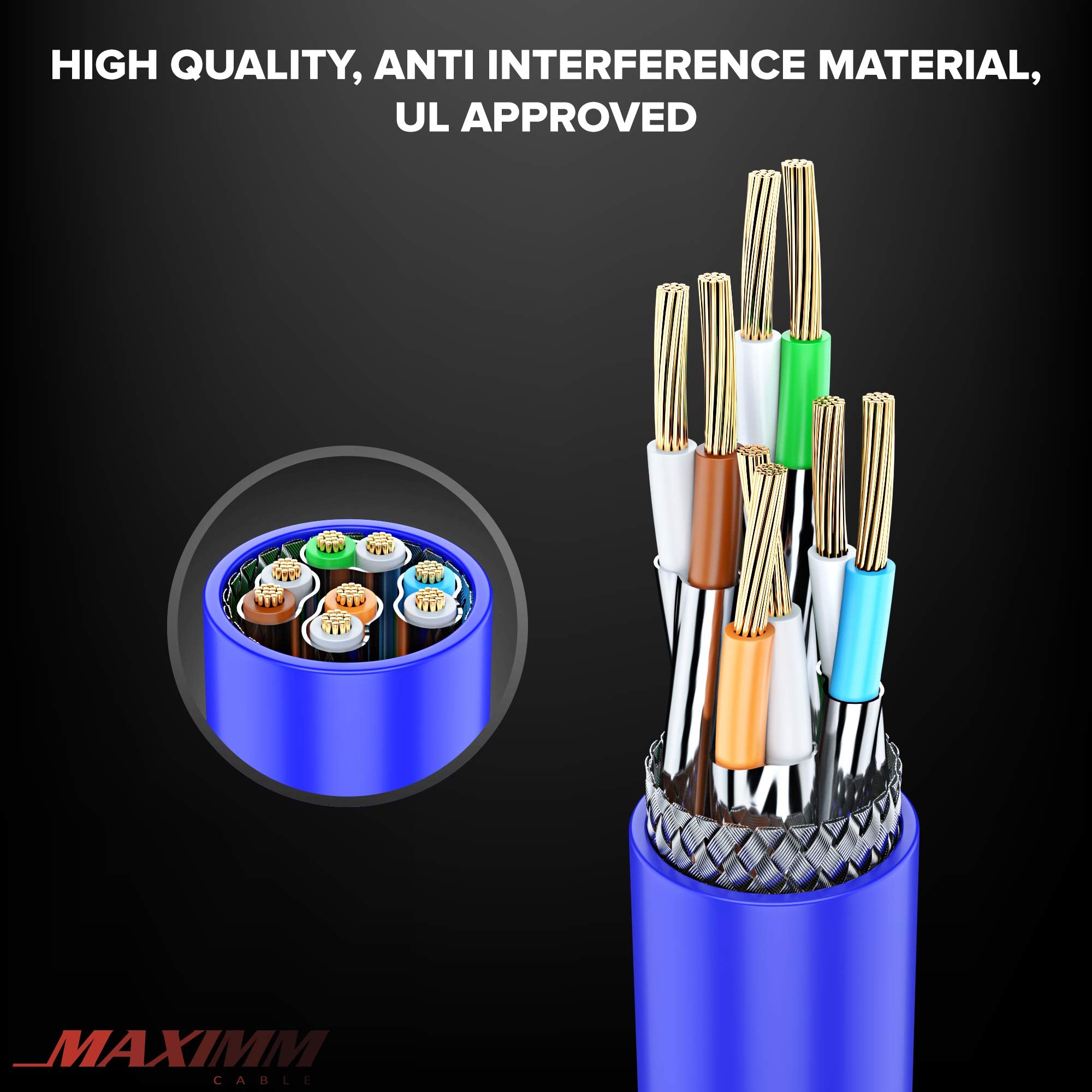 Cat 7 Ethernet Cable 75 Ft   High Speed Internet & Network Lan Patch Cable, Rj45 Connectors   75Ft / Blue   Perfect For Gaming, Streaming, And More