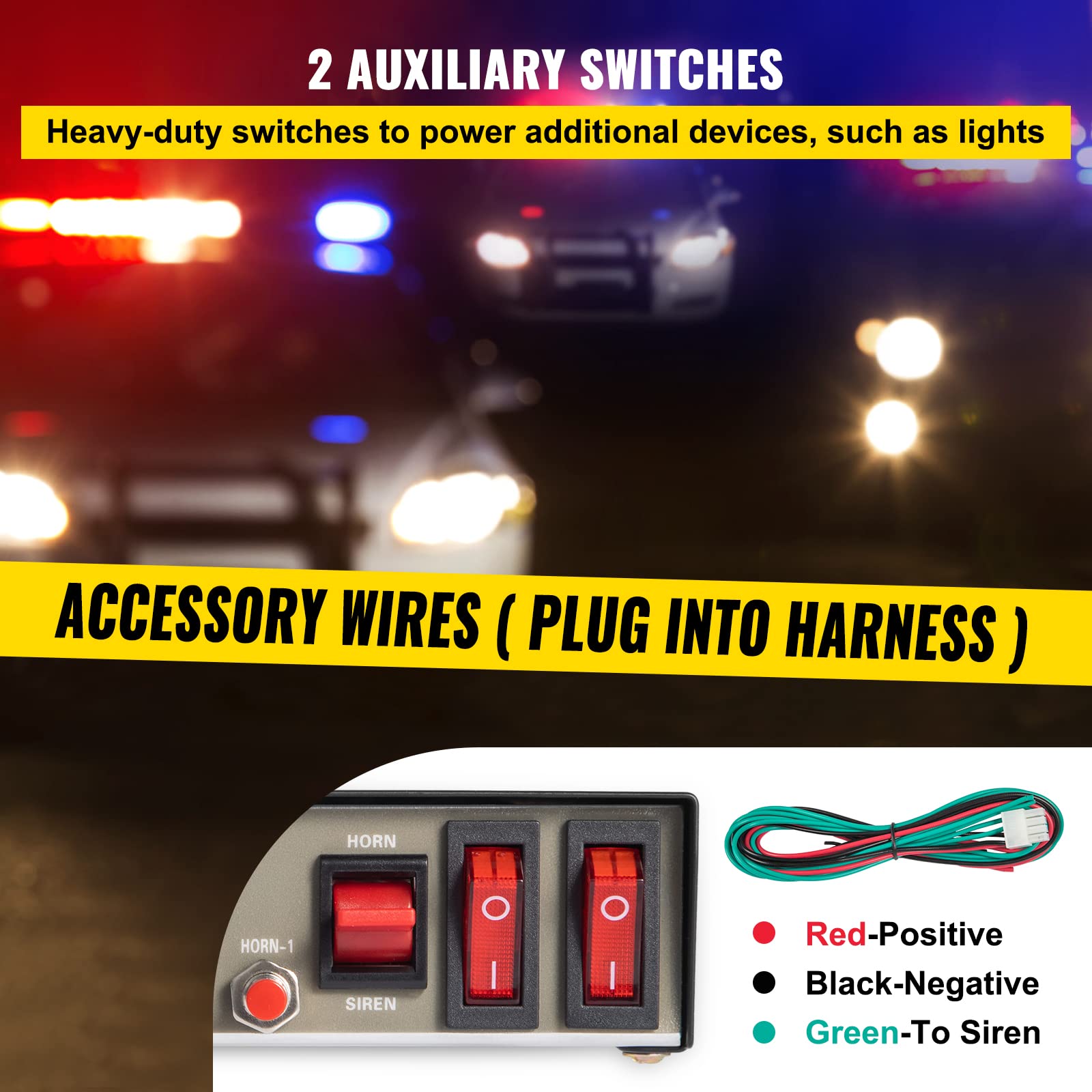 Mophorn 200W Car Warning Alarm Vehicle 7 Sound Loud Warning Alarm Kit Mic System Emergency Fire Siren Pa Speaker