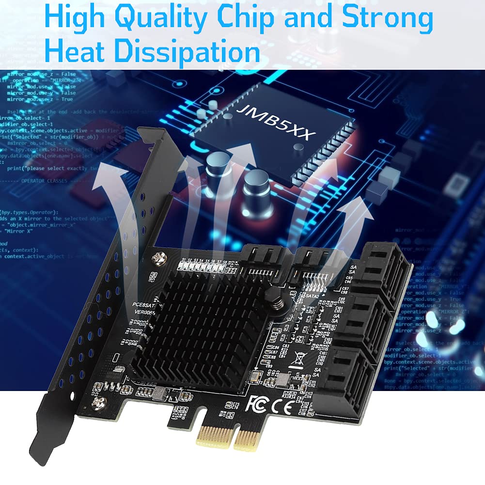 Heayzoki 8 Ports Pci E To Sata 3.0 Card,Pci Express Pci E Expansion Card,Pci E To Sata3.0 Controller Expansion Board,For Windows