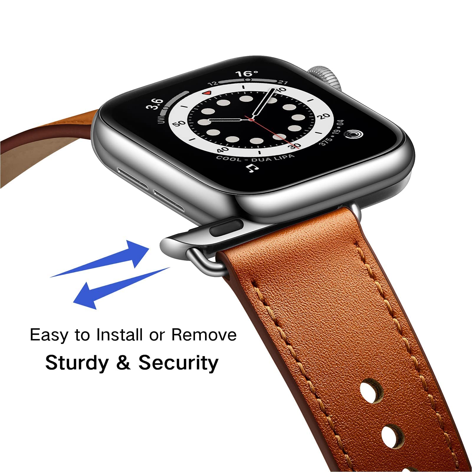 Ouheng Compatible With Apple Watch Band 49Mm 45Mm 44Mm 42Mm 41Mm 40Mm 38Mm, Genuine Leather Bands Strap For Iwatch Ultra 2/1 Se2