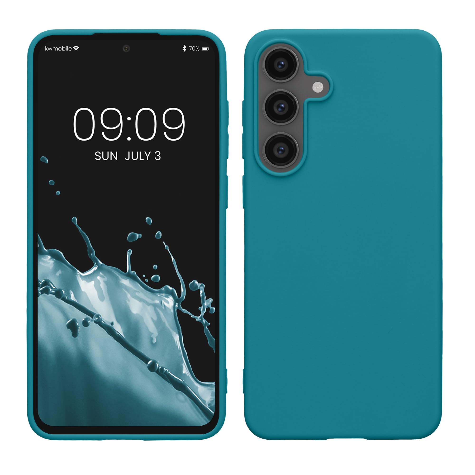 kwmobile Case Compatible with Samsung Galaxy S25 FE Case - Soft Slim Protective TPU Silicone Cover - Teal Matte