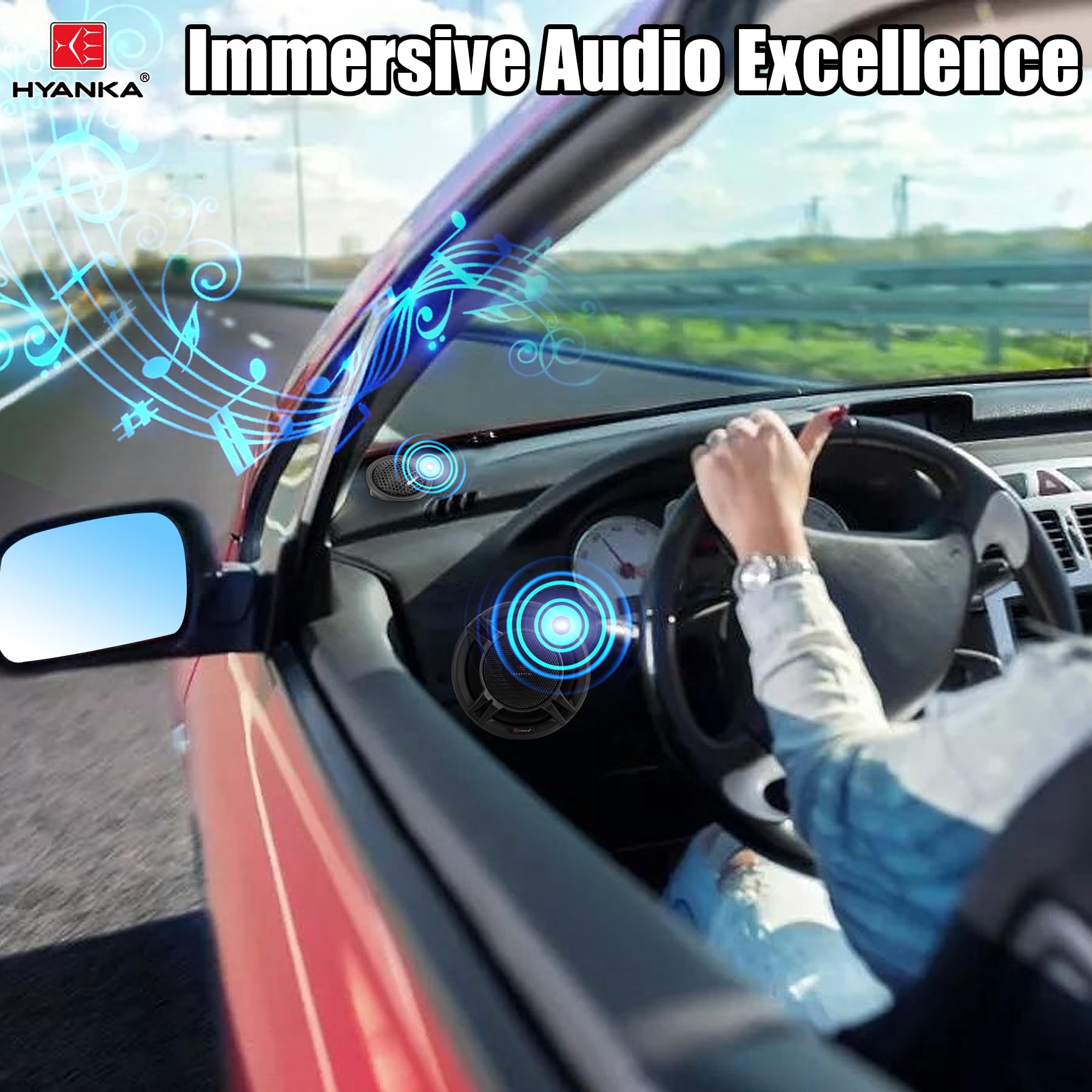 H Yanka Hcm 65 6.5 Component Car Speakers, 600 Watt Car Audio Stereo Door Speakers Perfect For Upgrading Any Car Stereo System I