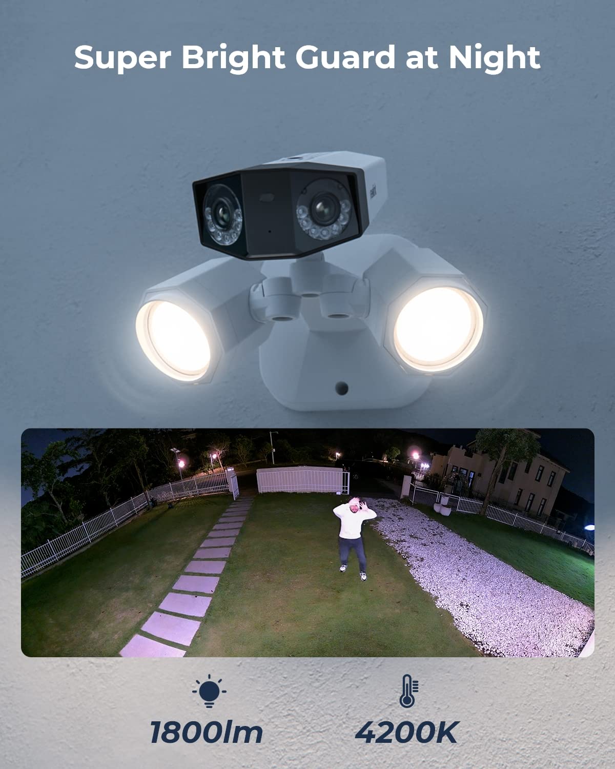 Reolink 4K Floodlight Camera For Poe Security Camera System, Ip Outdoor Camera In 180 Degree Ultra Wide Angle, Human/Vehicle/Pet Alerts, 1800 Lumen Floodlights, Two Way Talk