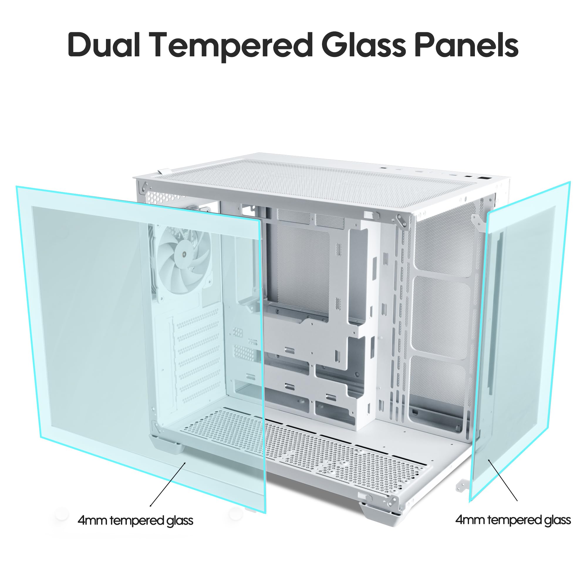 Vetroo Al900 Atx Pc Case With 270 Full View Tempered Glass, Pre Installed Argb & Pwm Fdb Fan, Supports 360Mm Radiator & 10 Fans,