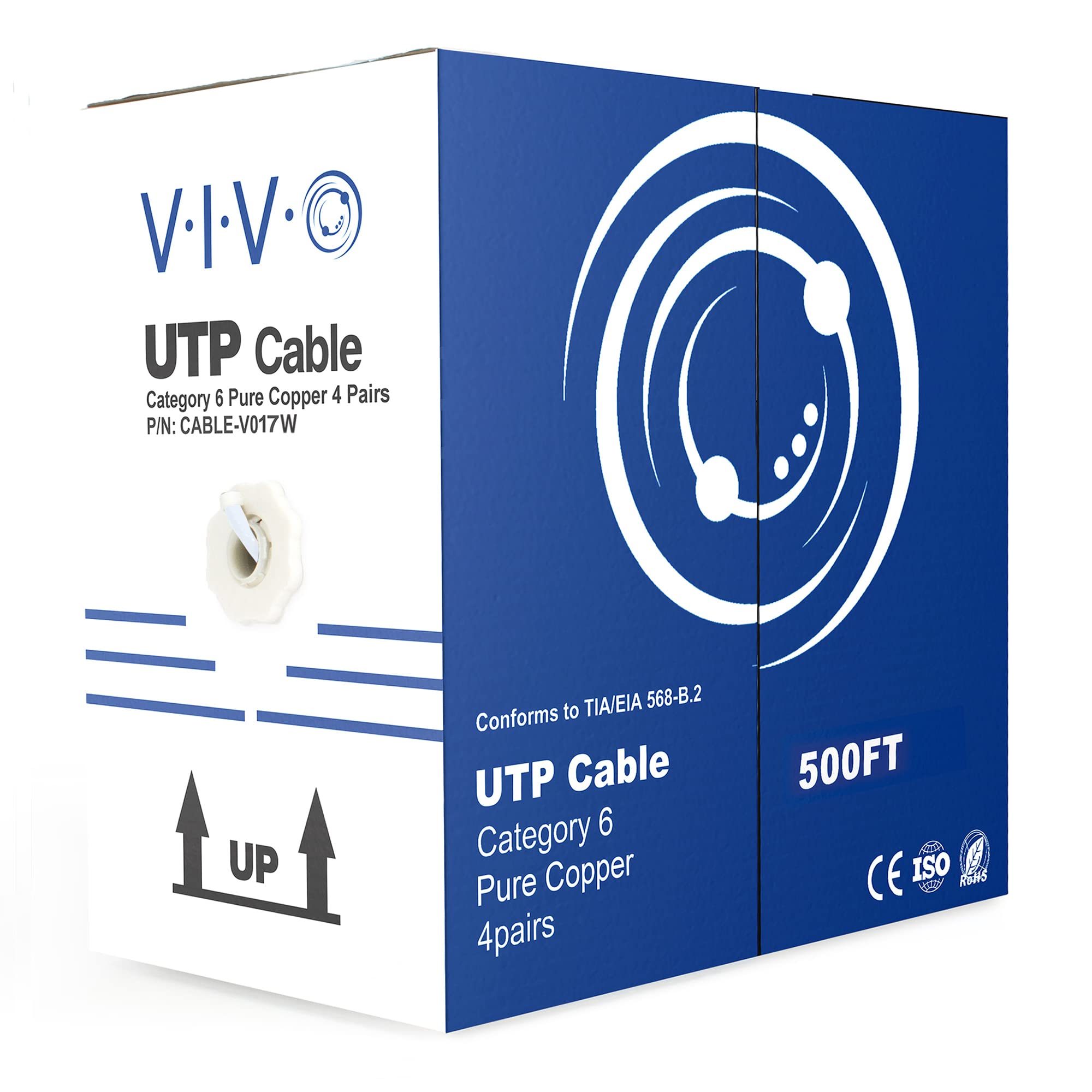 VIVO 500ft Bulk Cat6, Full Copper Ethernet Cable, 23 AWG, UTP Pull Box, Cat 6 Wire, Indoor, Network Installations, White, CABLE V017W