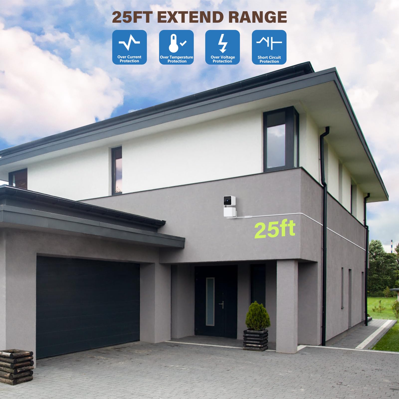 Delilyn 30Ft Power Extension Cable Compatible With Wyze Cam Og/V4/V3/V3 Pro, Wyze Cam Pan V2, Micro Usb 90 Degree Power Adapter