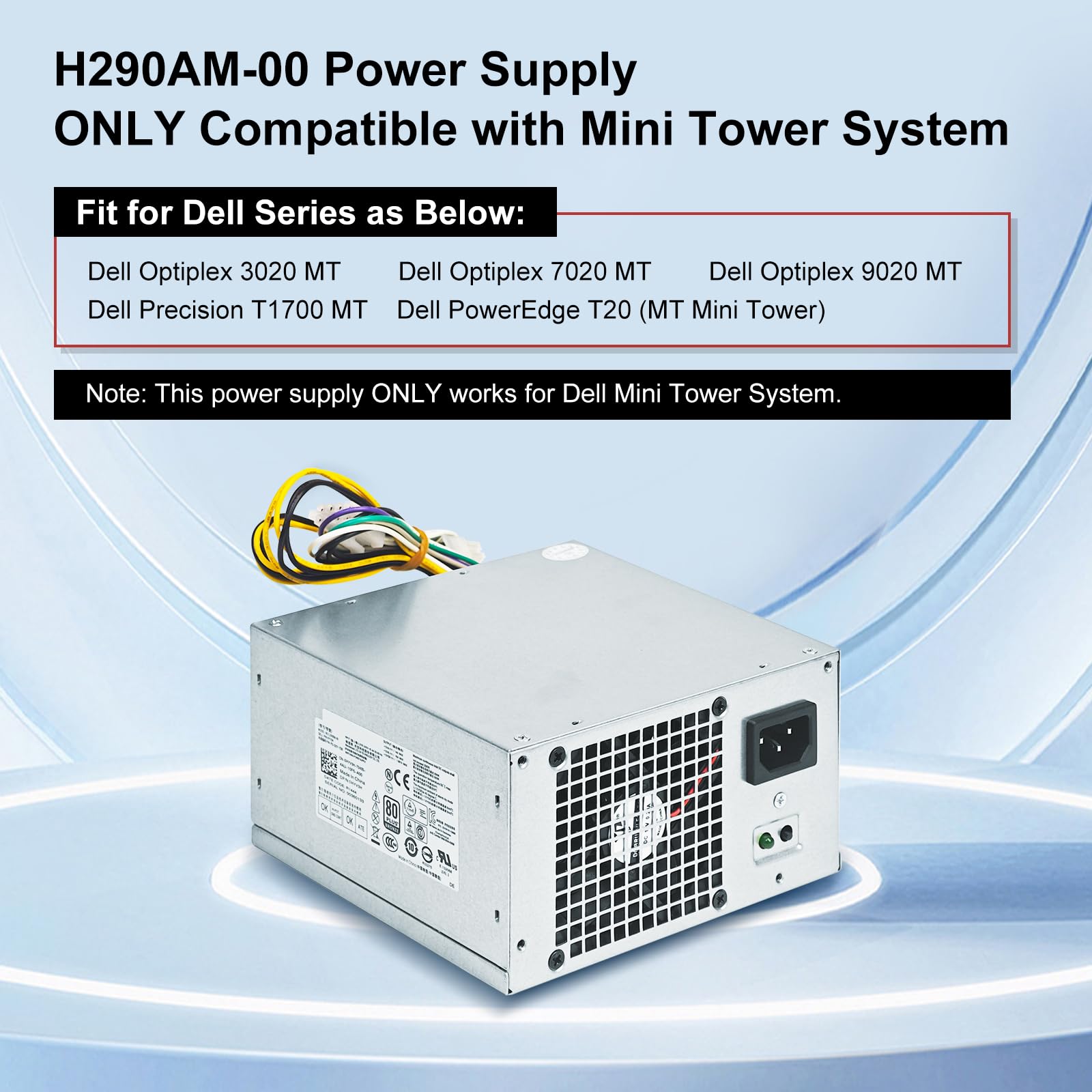 Lxun 290W Power Supply Compatible With Dell Optiplex 3020 7020 9020/ Precision T1700/ Poweredge T20 (Mt Mini Tower)(P/N: Rvthd K