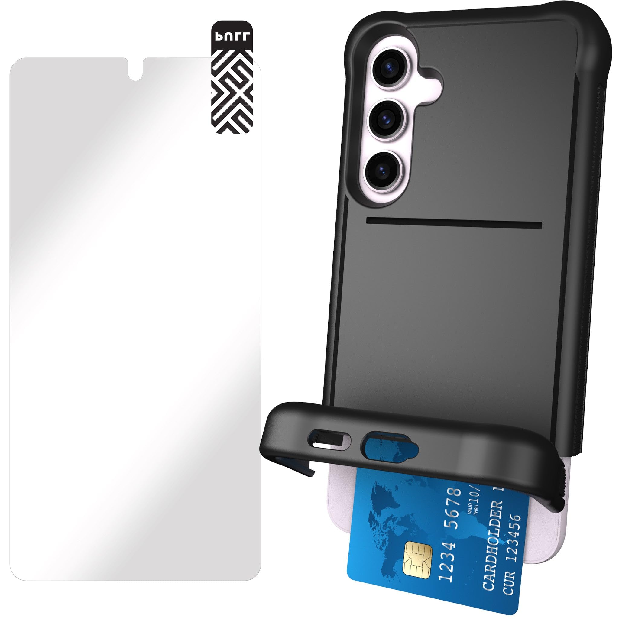 Scooch for Samsung Galaxy S25+ Plus Case with Card Holder, Wingmate Wallet Case with Hidden Card Slot, Bundled with Tempered Gla