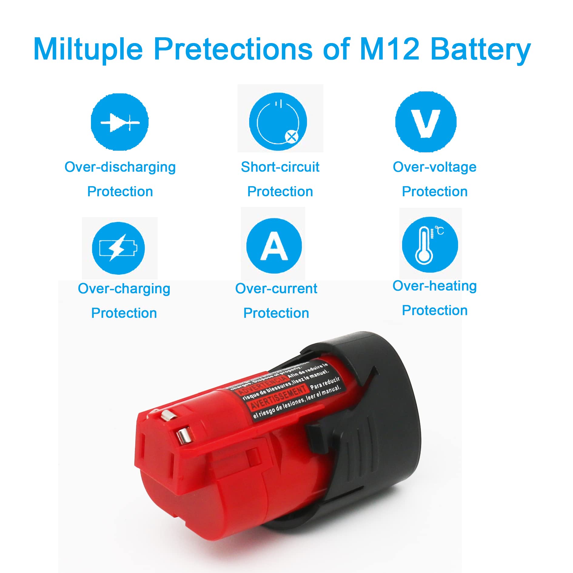 Volt1799 2 Pack 3.0Ah Replacement M12 Batteries And Rapid Charger For Milwaukee 12V Tools