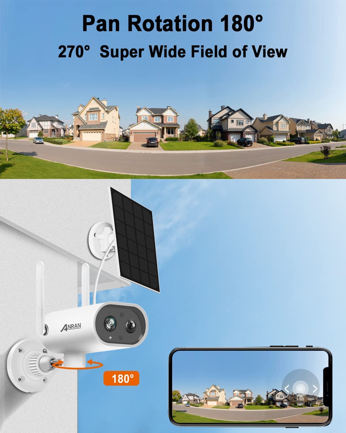 Anran Security Cameras Wireless Outdoor With Pr 180   , 2K Solar Security Camera Outdoor With Solar Panel, Pir Human Detection,