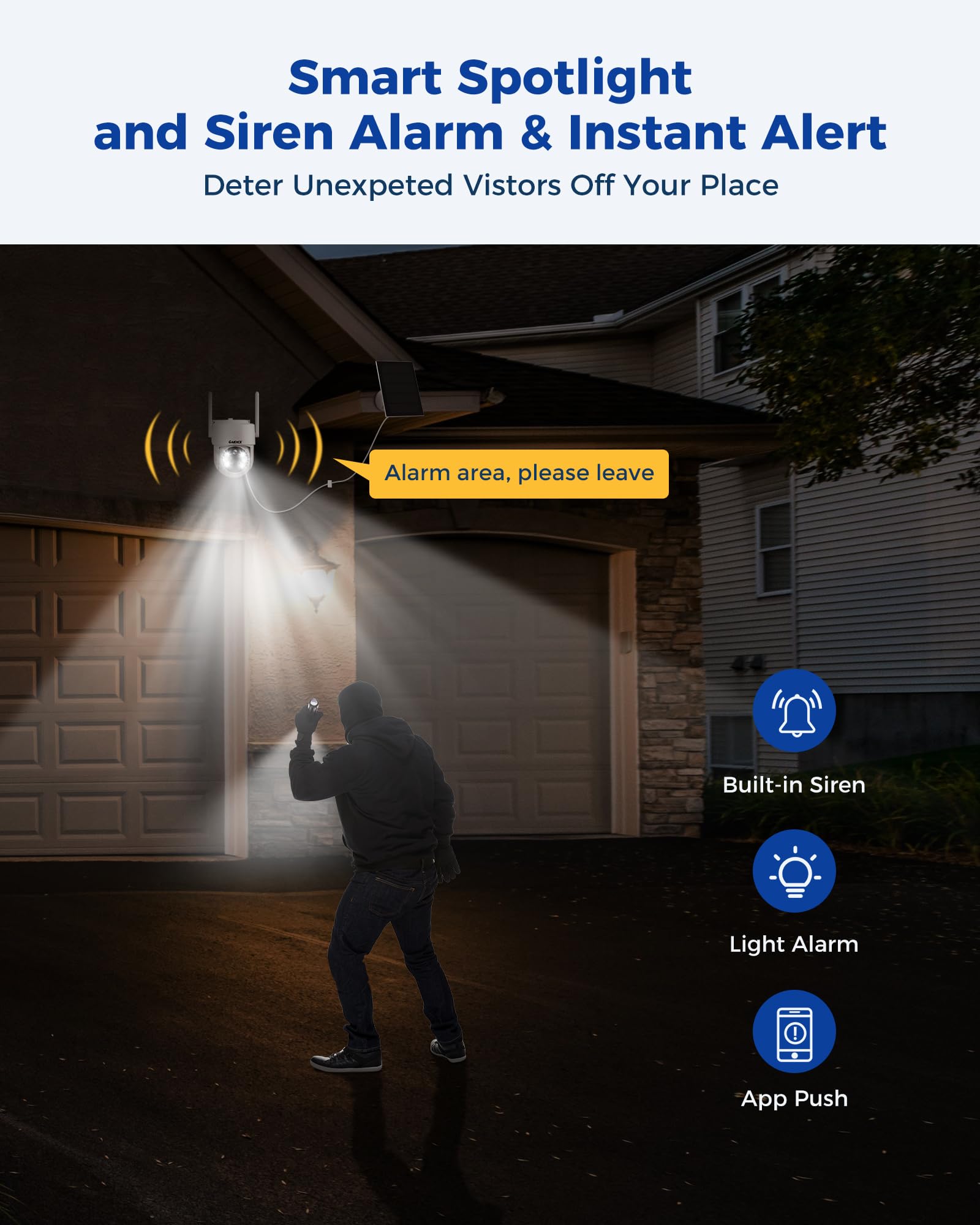 4Mp Solar Security Cameras Wireless Outdoor, 100% Wire Free, Battery Powered Camera, 360 View, Pan & Tilt, Pir Motion Detection,