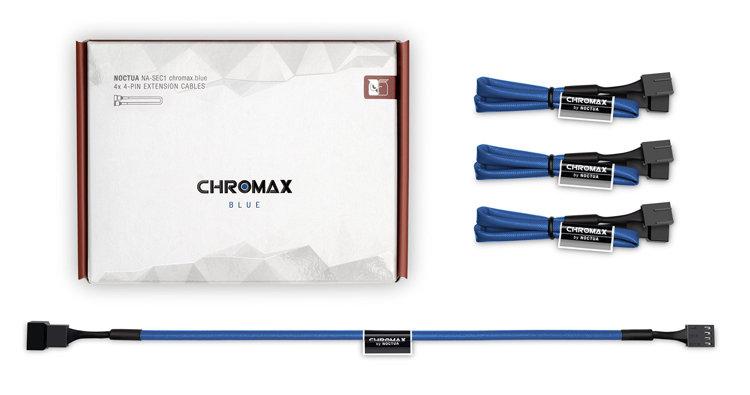Noctua Na Sec1 Chromax.Blue, 3 Pin/4 Pin Extension Cables (30Cm, Blue)