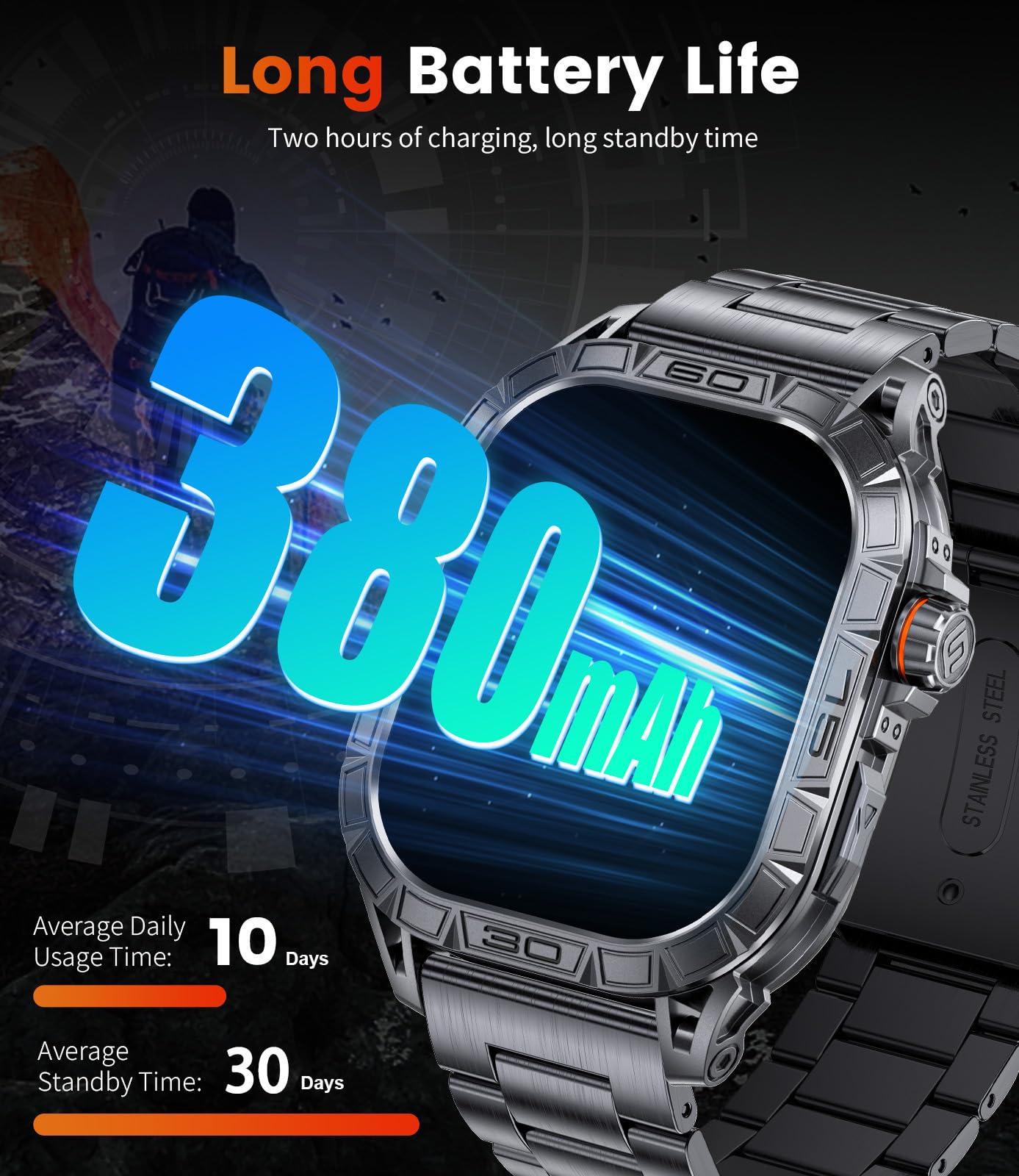 Lige Military Smart Watch For Men(Call Receive/Dial) With 3 Straps,1.96''Hd Big Amoled Rugged Smartwatch For Iphone/Android Phon