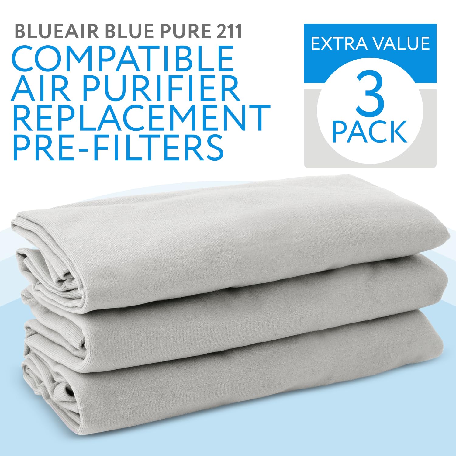 Impresa 3 Pack Replacement Washable Pre Filters For Blueair Blue Pure 211+ Lunar Rock Color For Air Purifier