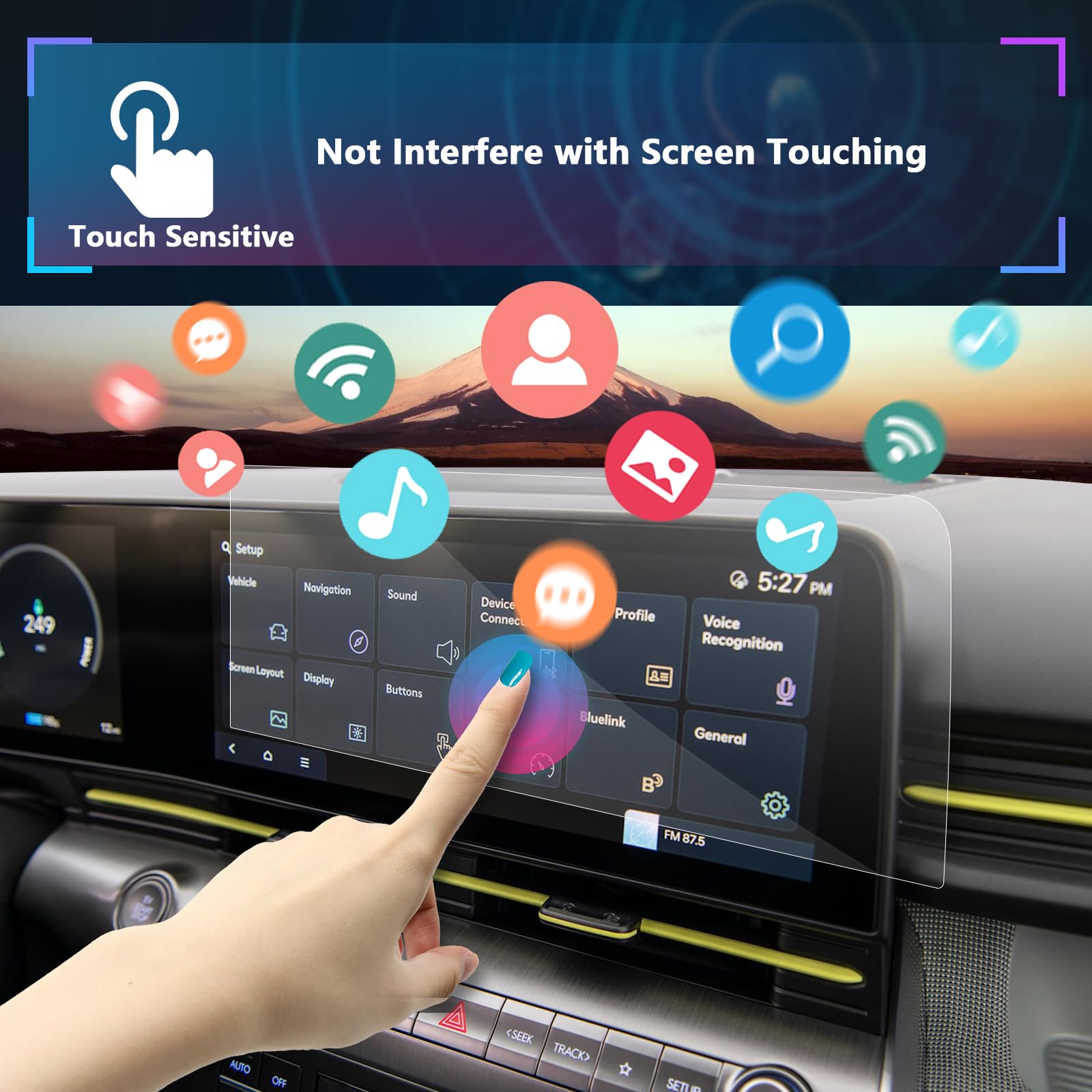 Sxcy For 2024 2025 Hyundai Kona Screen Protector 12.3 Inch 2024 2025 Kona Accessories Touchscreen Navigation Display Screen Cover[2Pcs Nano][Gps Right Screen]