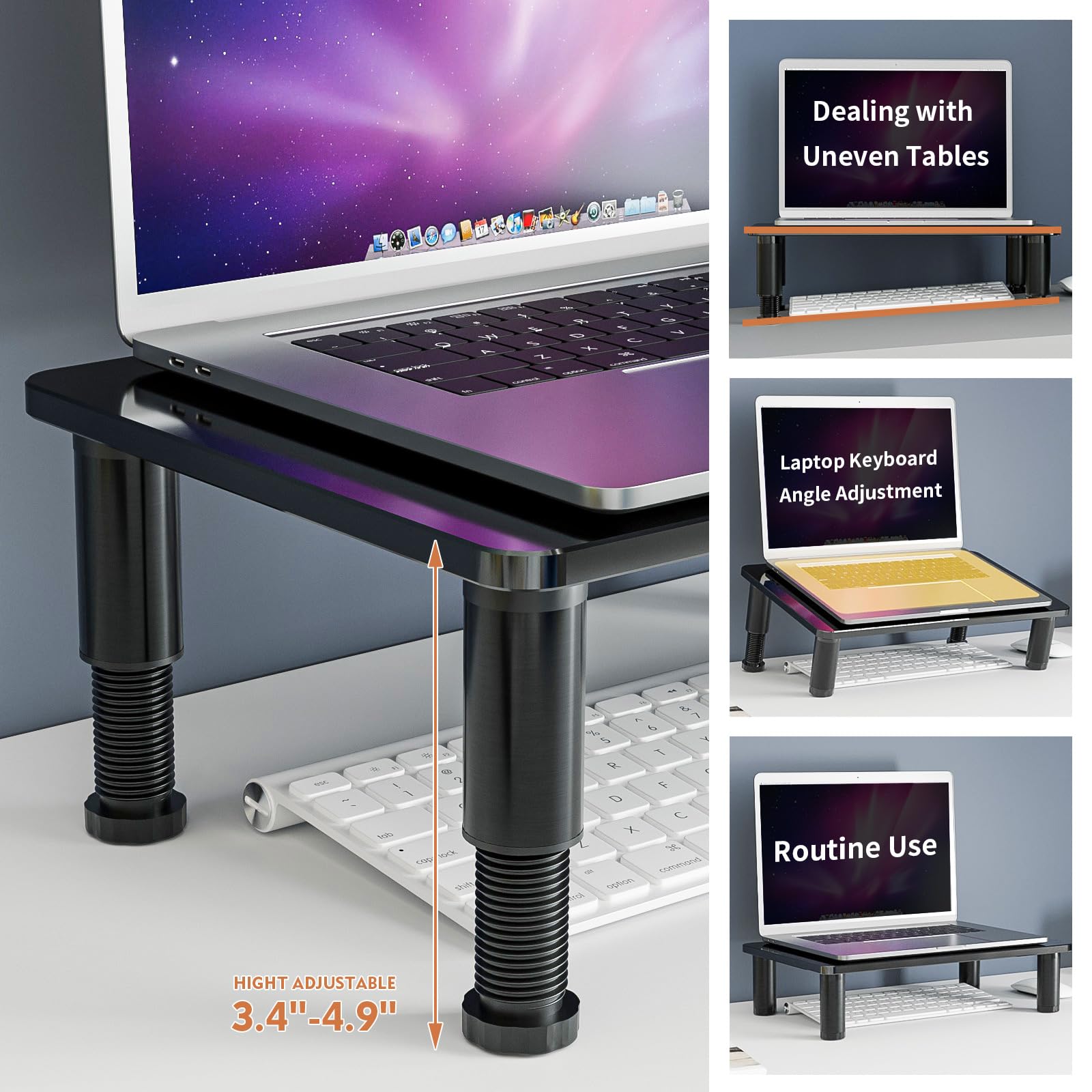 2 Pack Computer Monitor Stand Riser With Height Adjustable Multi Media Desktop Stand For Flat Screen Lcd Led Tv, Laptop/Notebook