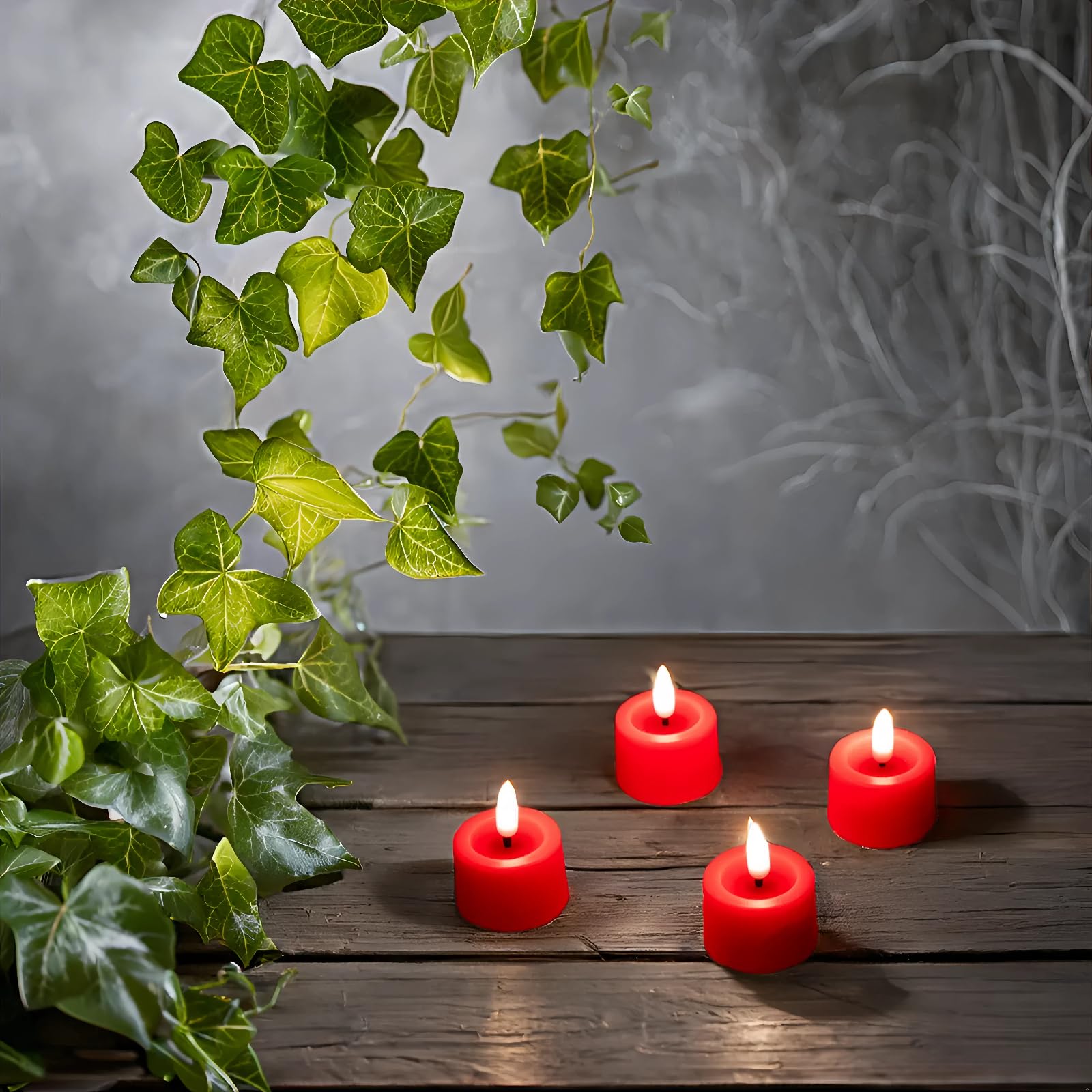 Simplelight Pack Of 12 Tea Lights Candles Battery Operated   Battery Tea Lights With Timer, Battery Candles Red Color For Votive