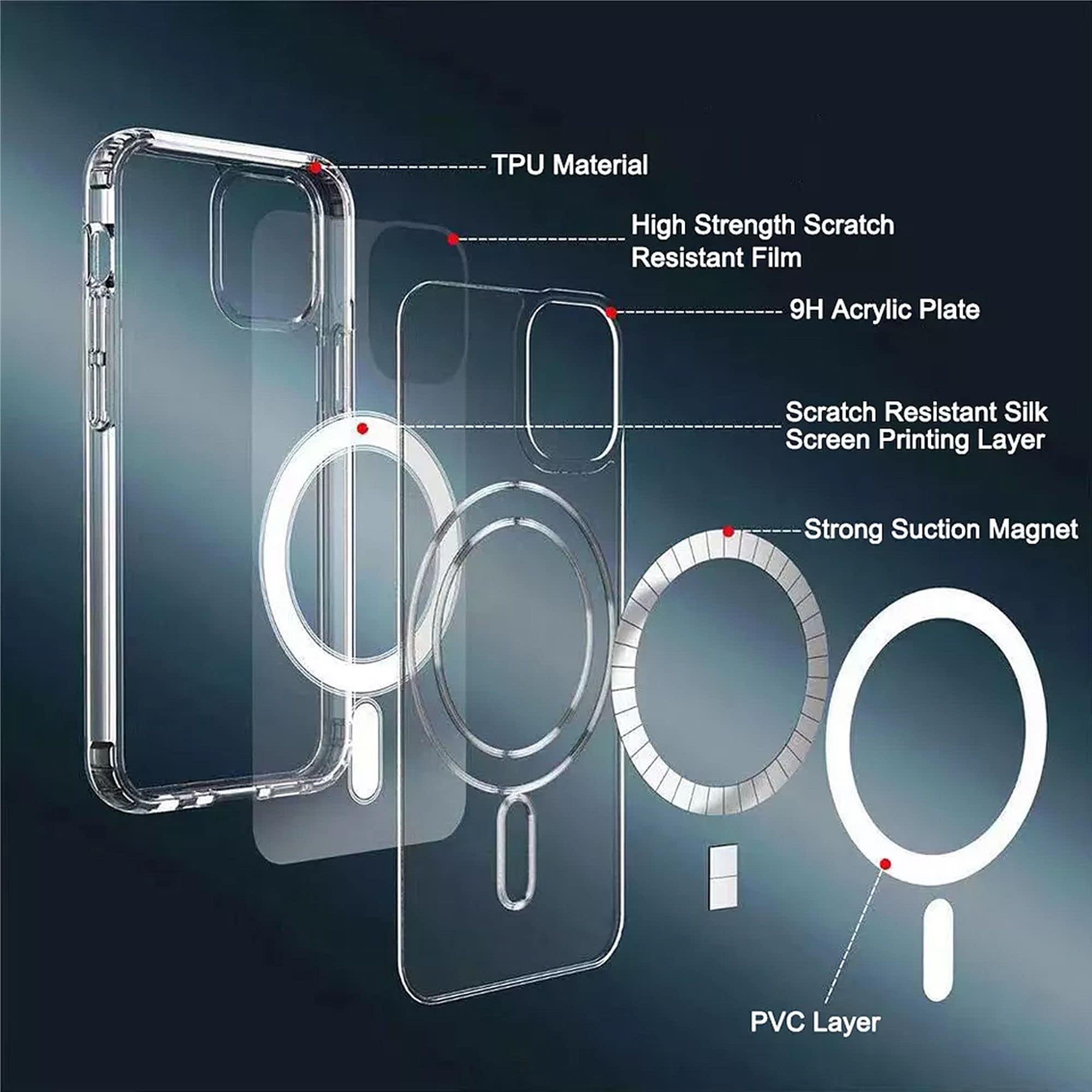 Tahamus 2 in 1 Magnetic Clear Phone Case & Leather Wallet Card Holder for iPhone 13 6.1 Inch TPU Pink