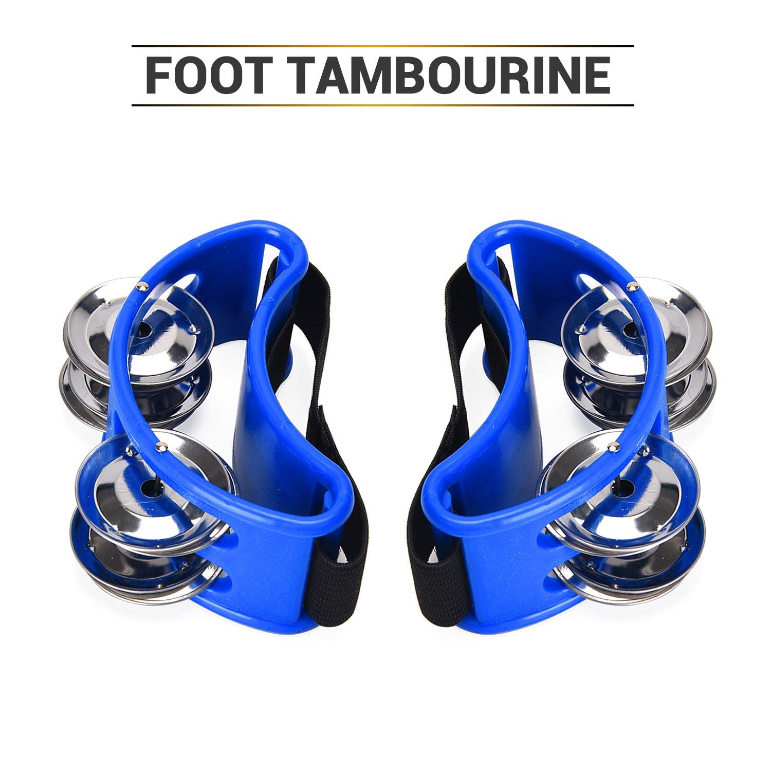 Facmogu 2Pcs Foot Tambourines With Metal Jingles, Foot Percussion Musical Instrument, Foot Drum Set With Elastic Band For Dancin