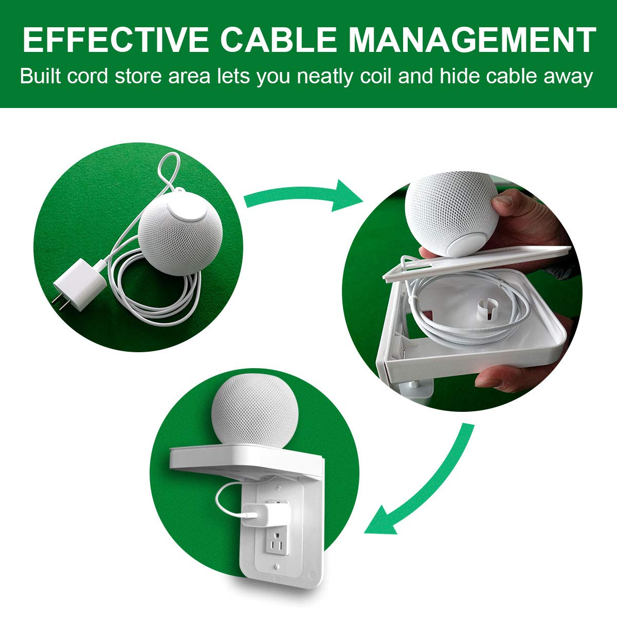 Beliefluo Outlet Shelf Holder, Bathroom Decor With Built In Cable Management,A Space Saving Solution For Homepod Mini,Google Home/Echo/Smart Speakers/Electric Toothbrush/Cell Phone (Standard)