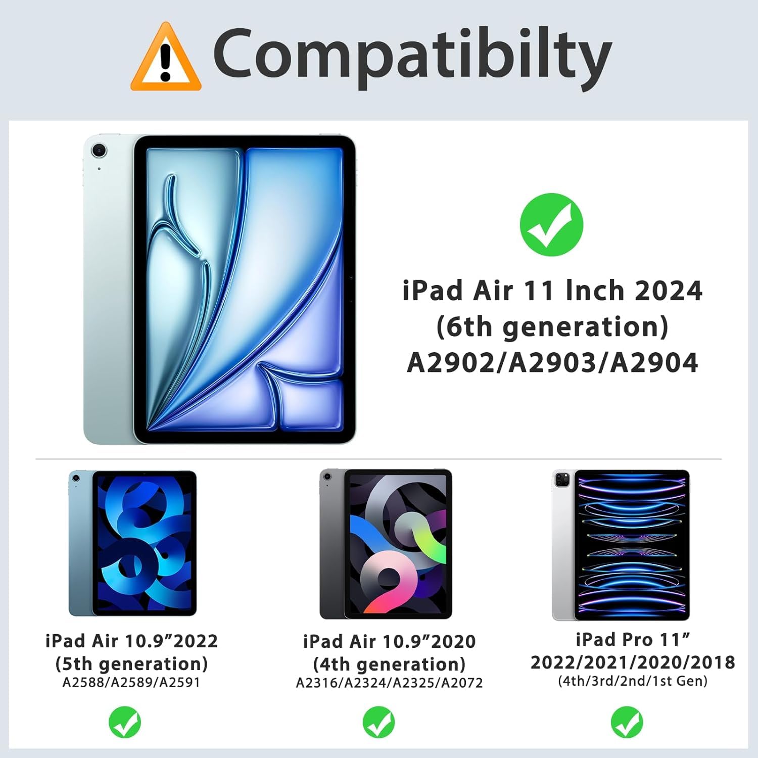 Tsqqst For Ipad Air 11 Inch Case M2 2024 6Th Generation W/Screen Protector, Ipad Pro 11 Case 2022 Heavy Duty Rugged, 360 Rotate