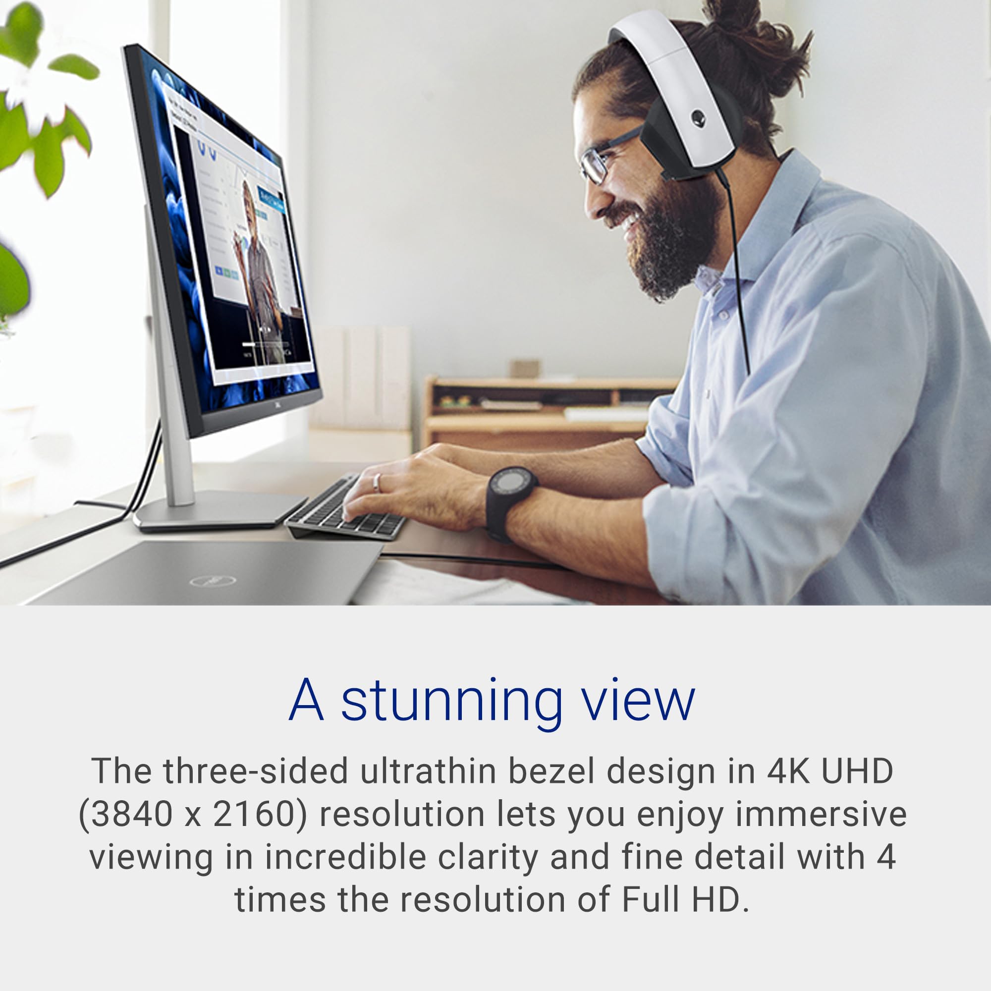 Dell S2721Qs Monitor 27 Inch, 4K Uhd (3840 X 2160) Ips Display, Ultra Thin Bezel, Amd Freesync, Hdmi, Displayport, Vesa Certifie