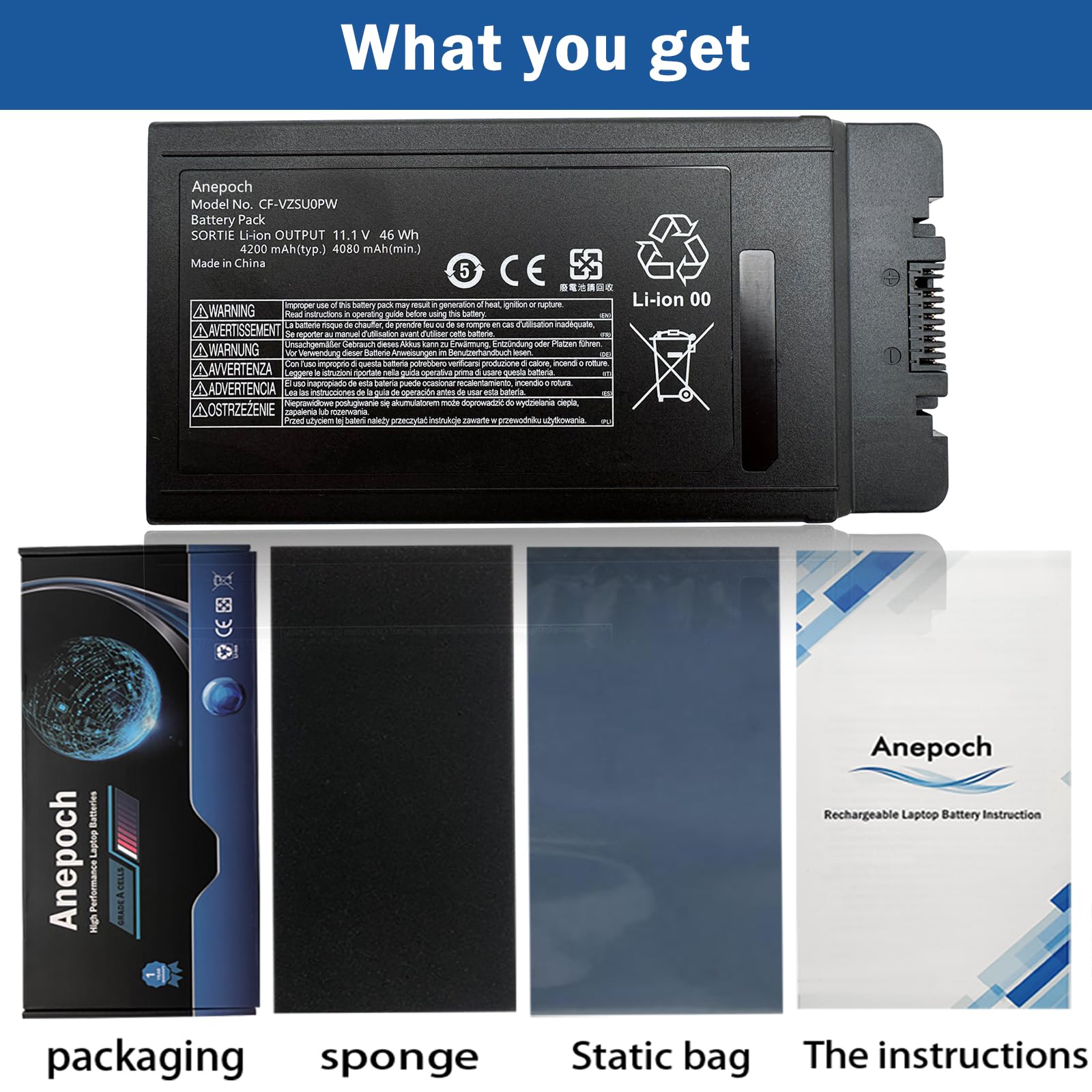 Anepoch Cf Vzsu0Pw Laptop Battery Replacement For Panasonic Toughbook Cf 54 Cf 54F0961Ne Cf54 Series Cf Vzsu0Lw Cf Vzsu0Pr Cf Vz