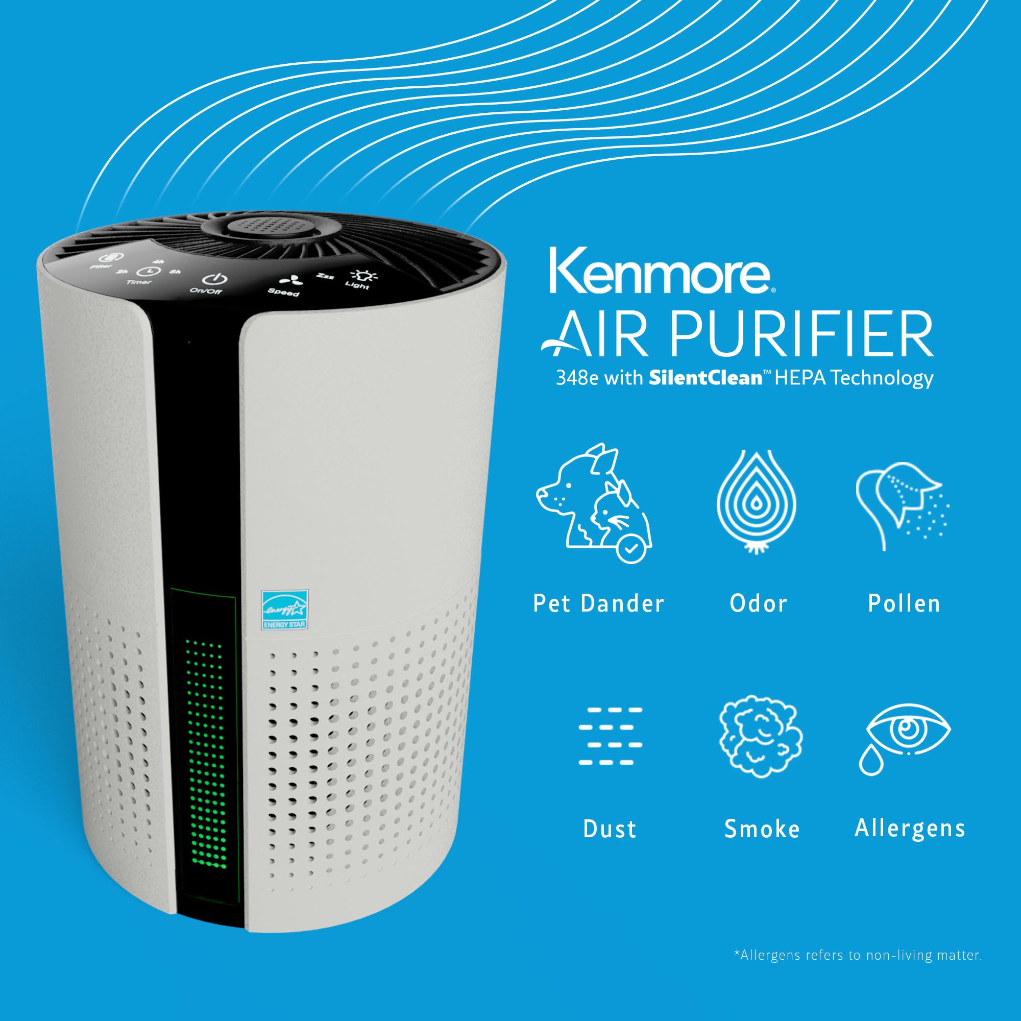 Kenmore Pm1010 Air Purifiers For Bedroom Up To 348 Sq.Foot With H13 True Hepa Filter, Child Lock, Sleep Mode For Small Rooms