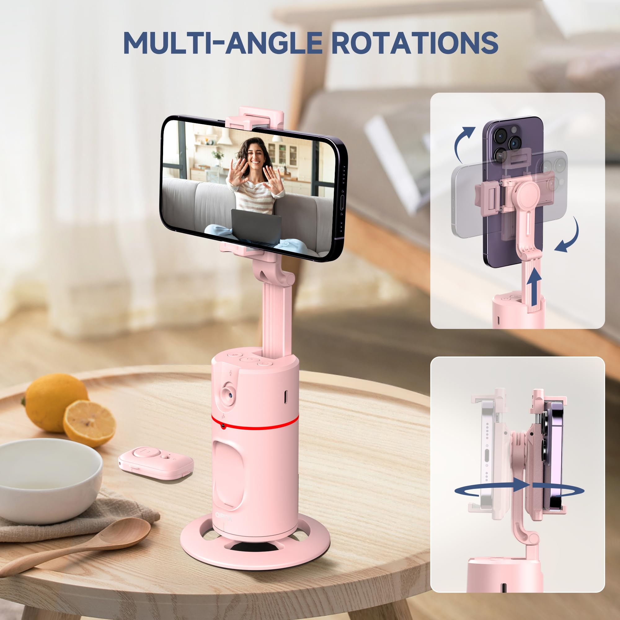 Auto Face Tracking Phone Holder, Gesture Control & Remote, Face Tracking Tripod 360 Rotation Body Phone Camera Mount Smart Shoot