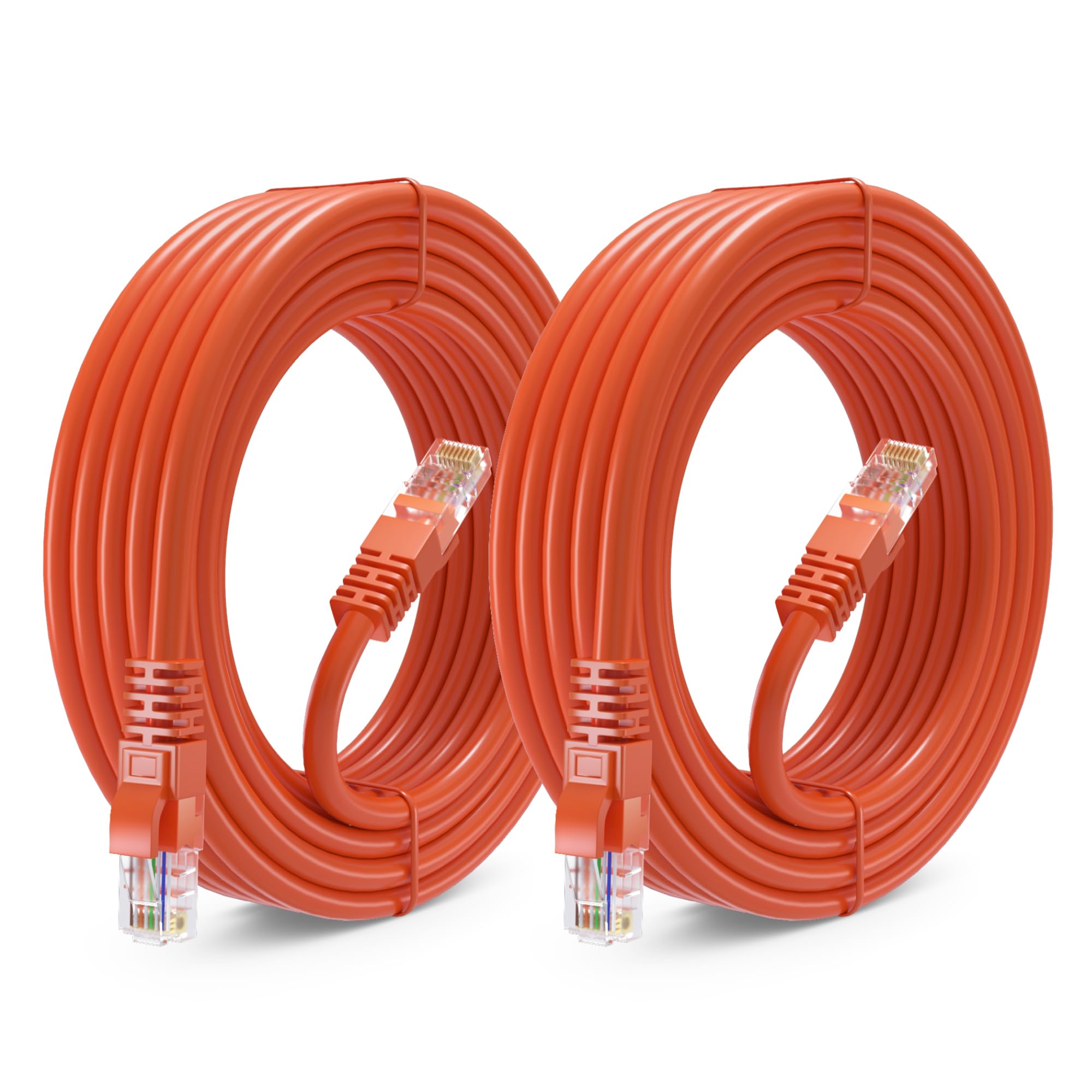 Maximm Cat 6 Ethernet Cable 20 Ft (2 Pack)   High Speed Lan Cable, Internet Cable, Patch Cable, And Network Cable   Utp, 10Gbps, 550Mhz Cat6 Cable   Orange