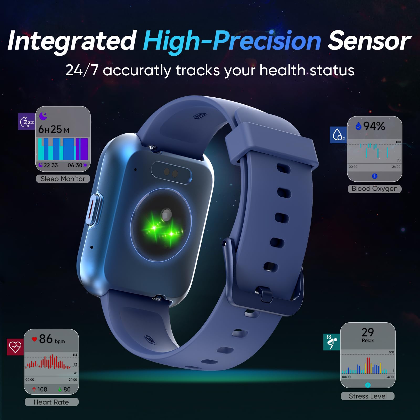 Fitpolo Smart Watches For Men/Women, 1.8 ' ' Alexa Built-In Fitness Tracker Watch With Bluetooth Calls, Ip68 Waterproof, Heart R