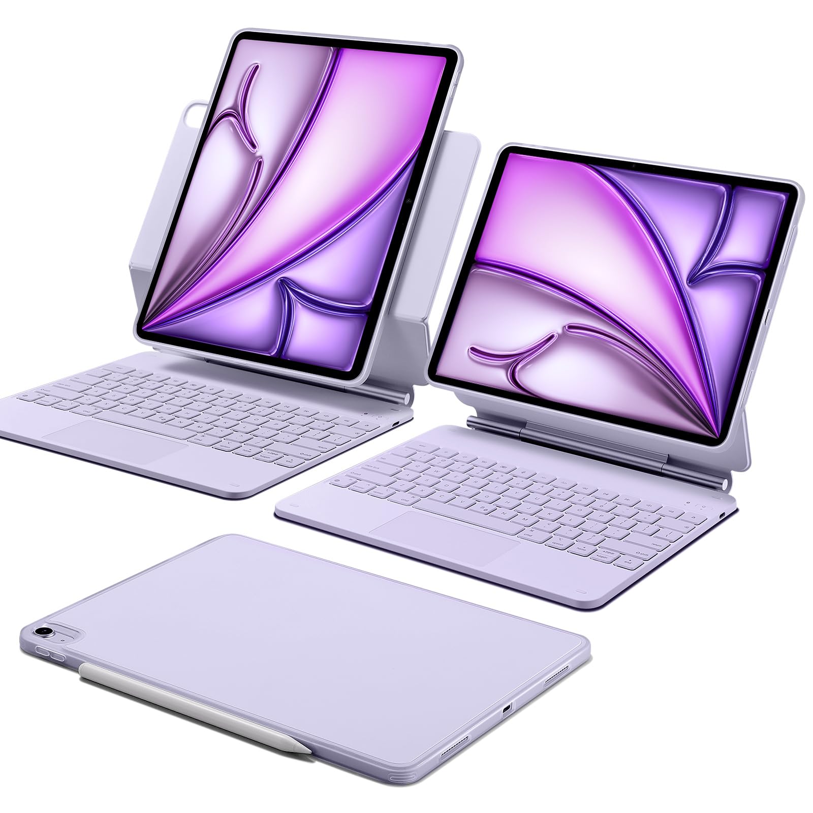 ESR iPad Air 13 Inch Keyboard (M2  2024)  iPad Air 13 Inch Case with Keyboard  Easy-Set Magnetic Stand  Portrait/Landscape Mode  Removable Case with Multi-Touch Trackpad  Rebound 360 Series  Purple-New