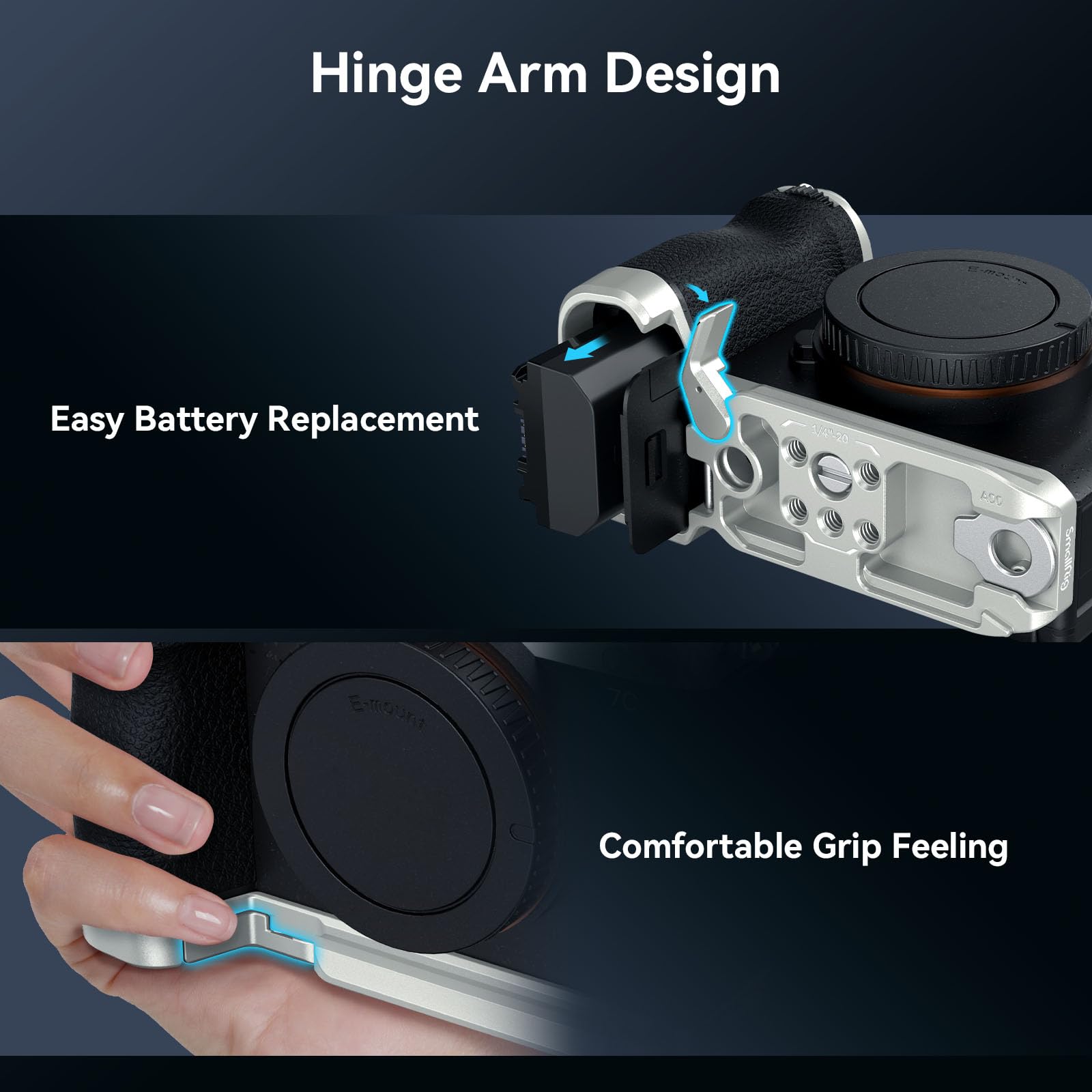 Smallrig Base Plate For Sony A7C Ii/A7Cr, Bottom Mount Plate (Silver) With Built-In Quick-Release Plate For Arca, Qd Socket, Str