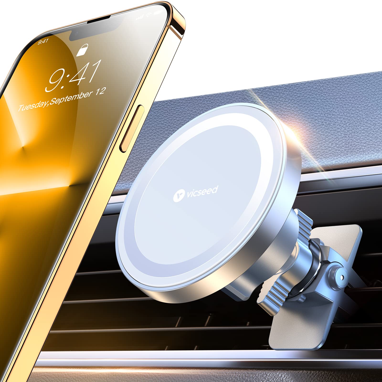 Vicseed For Magsafe Car Mount [Upgraded Strongest Magnet Power] Magnetic Phone Holder For Car Vent 360 Adjustable Magnetic Car P