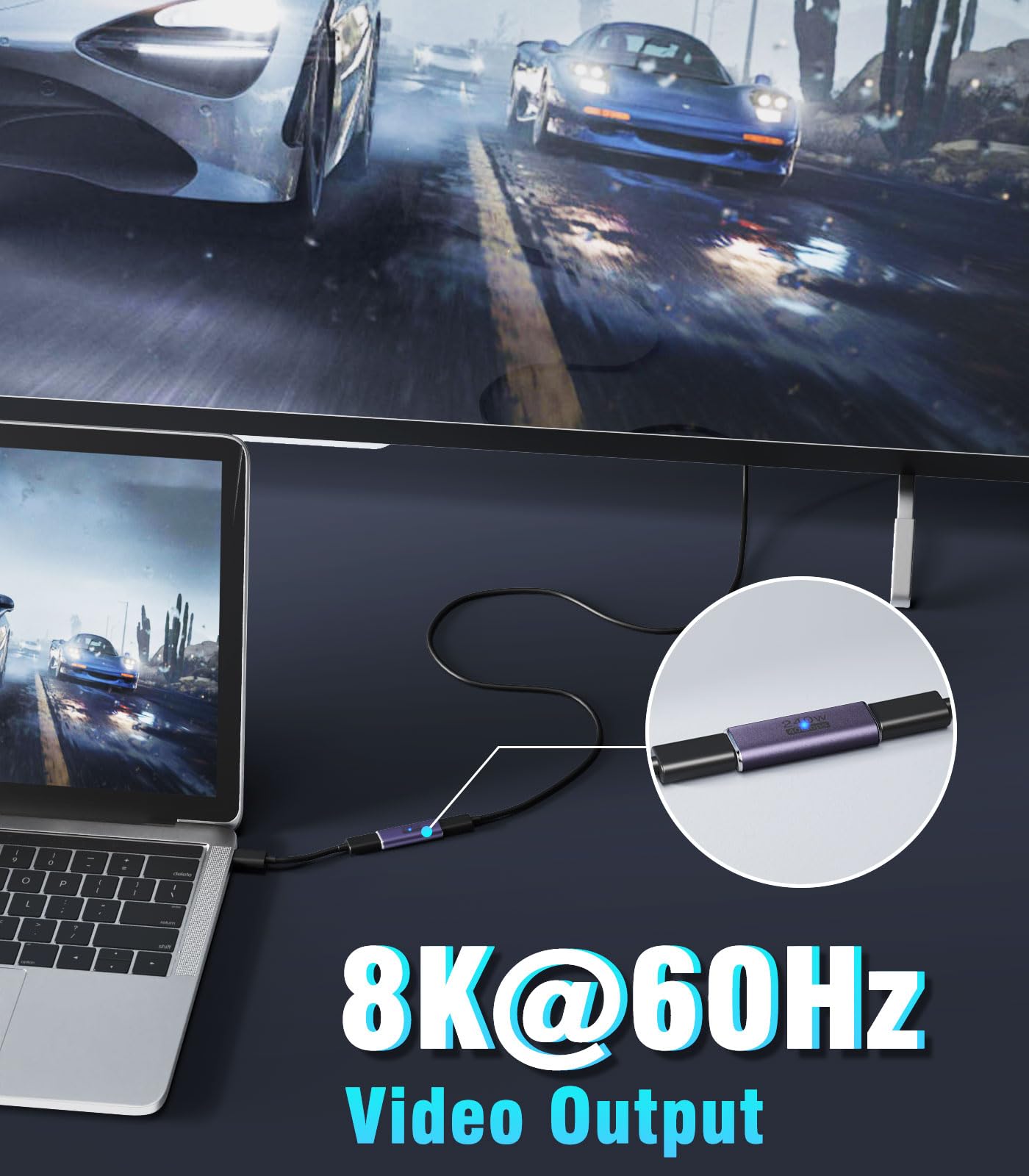 MoKo USB C Female to Female Adapter, USB C Coupler Supporting 240W Fast Charging/40Gbps Data Transfer, USB Type C Extender with 8K@60Hz Video for MacBook, iPad, Thunderbolt 4/3 2 Pack