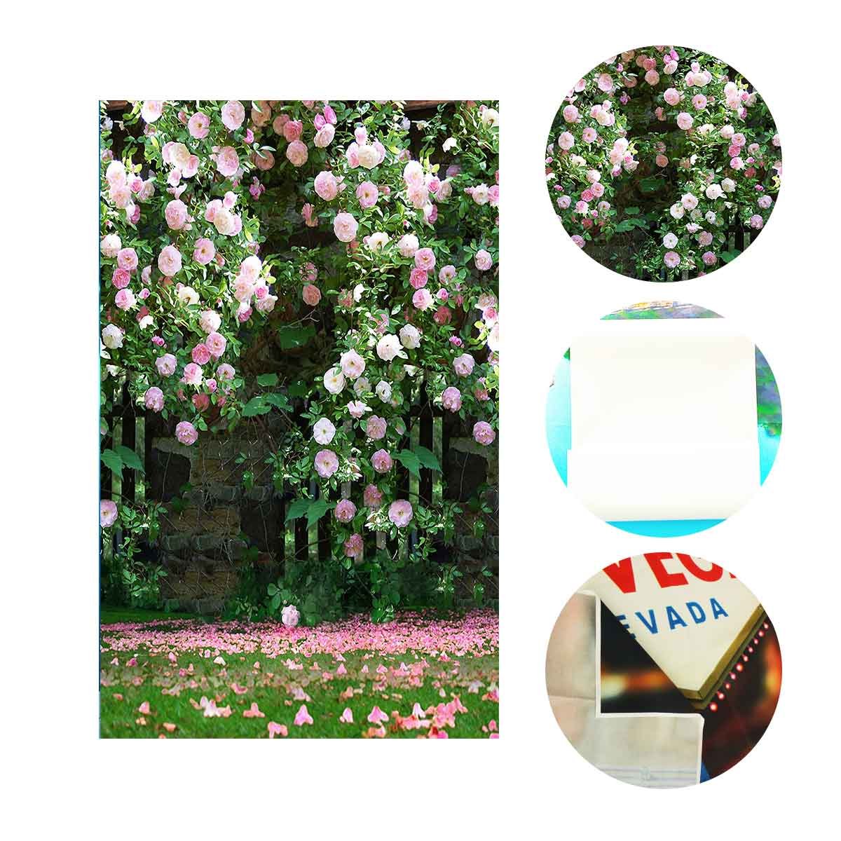 Lylycty 5X7Ft Nature Scenery Backdrop Millennial Pink Flower Wall Green Leaves Photography Background A Vibrant Garden Backdrop