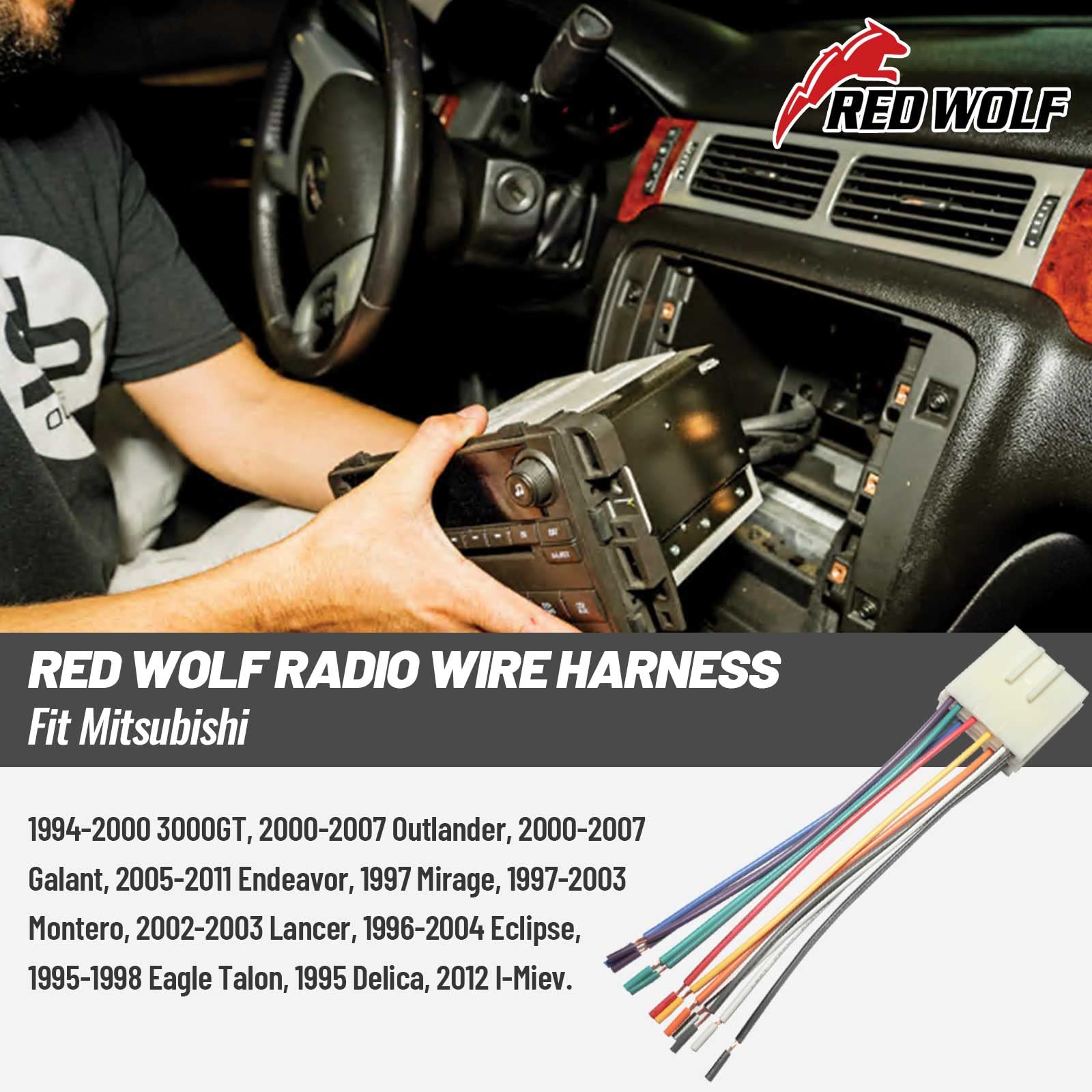 Red Wolf Car Radio Wiring Harness Connector Adapter Aftermarket Stereo Install Adaptor Compatible With Mitsubishi Galant Outlander Montero 1992 2012 Vehicles Cd Player Wire Cable Plug